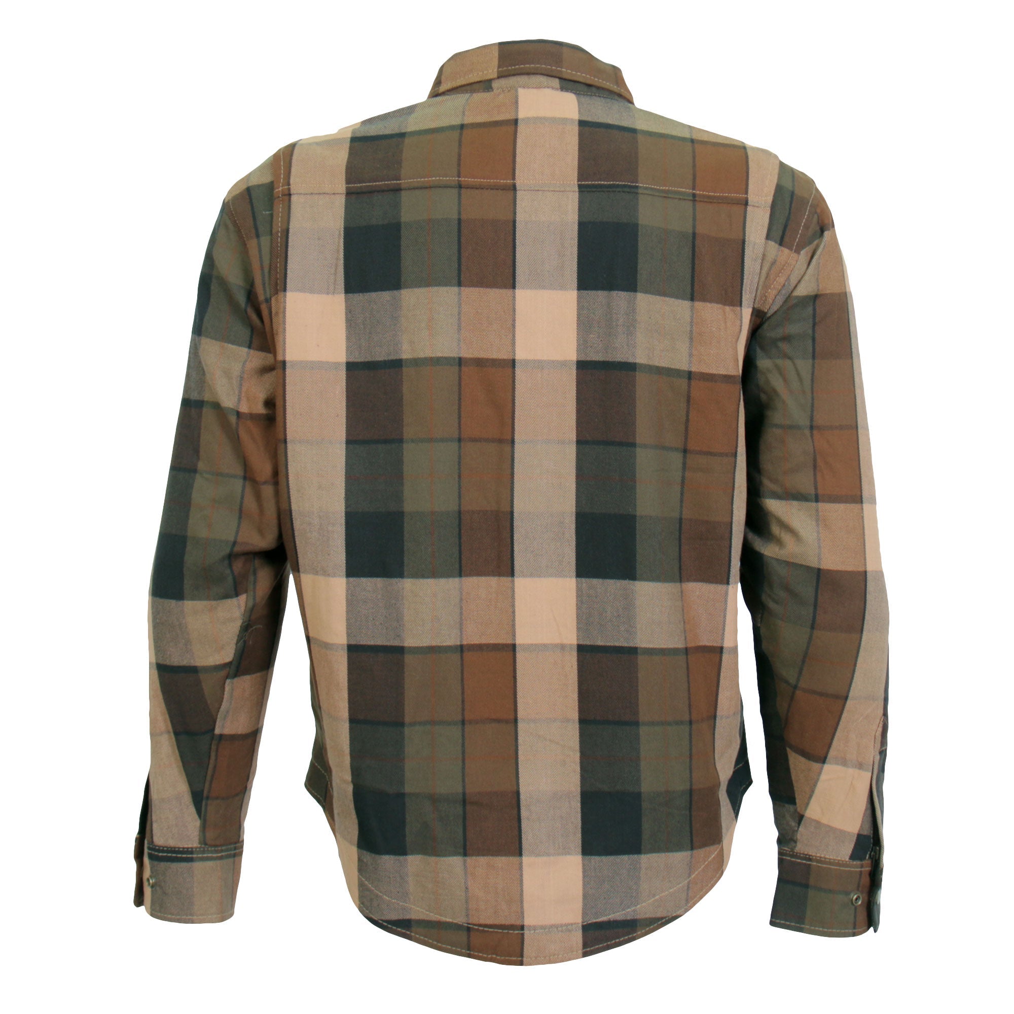 JKM3007 Men's Motorcycle Black and Brown Armored Flannel Biker Shirt