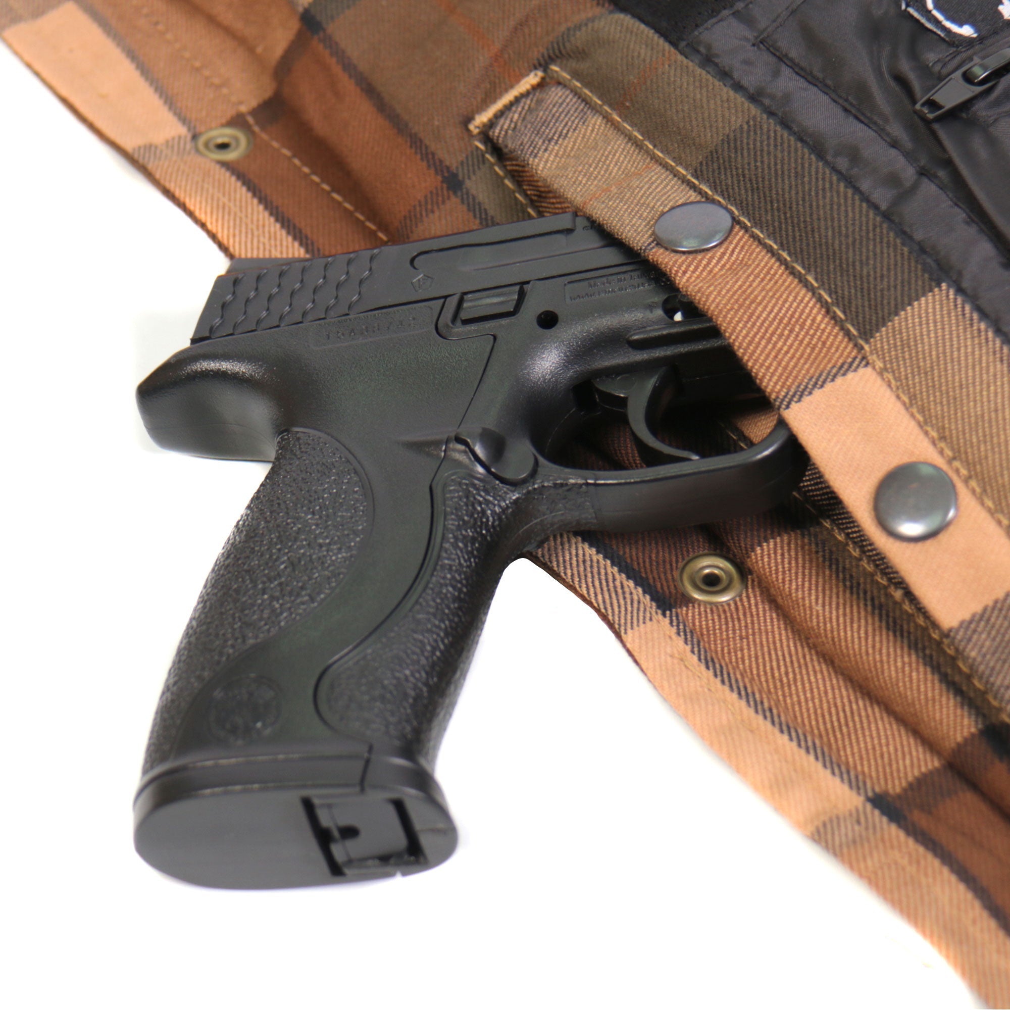 JKM3007 Men's Motorcycle Black and Brown Armored Flannel Biker Shirt