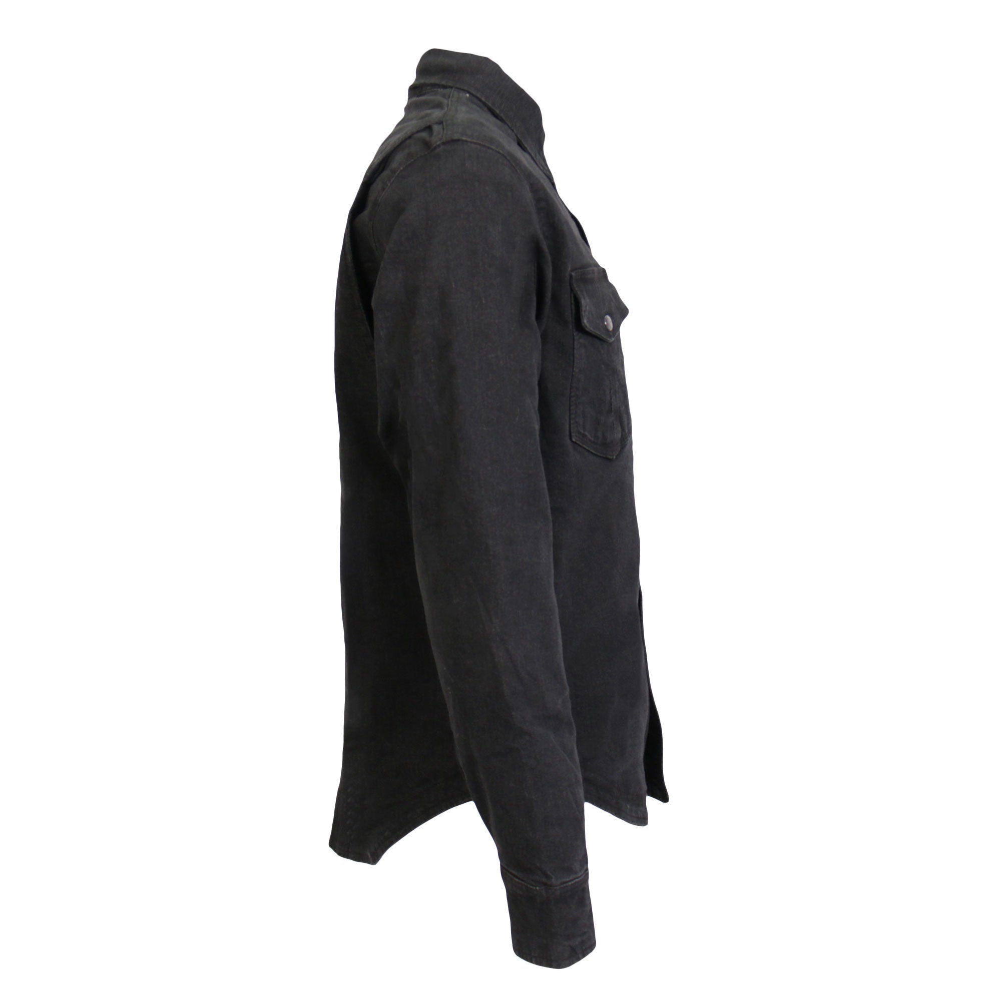 JKM3009 Men's Classic Motorcycle Black Denim Long Sleeve Biker Shirt with Armor