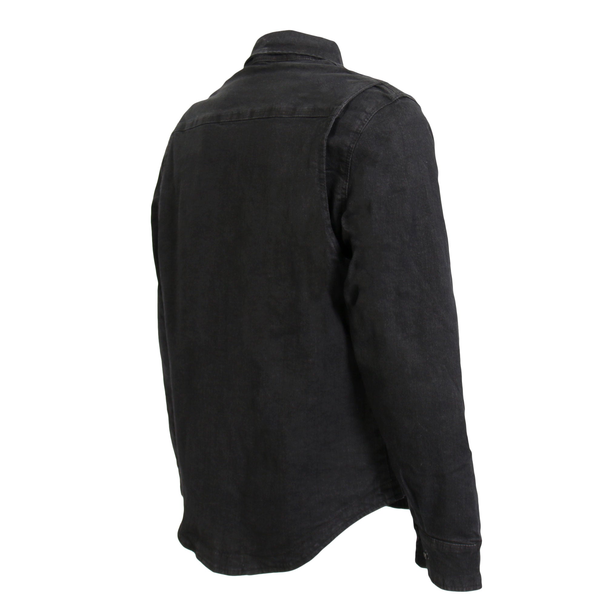 JKM3009 Men's Classic Motorcycle Black Denim Long Sleeve Biker Shirt with Armor