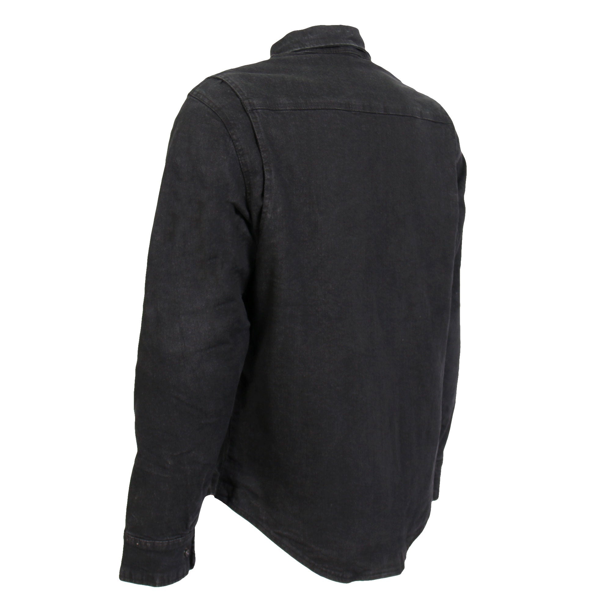 JKM3009 Men's Classic Motorcycle Black Denim Long Sleeve Biker Shirt with Armor