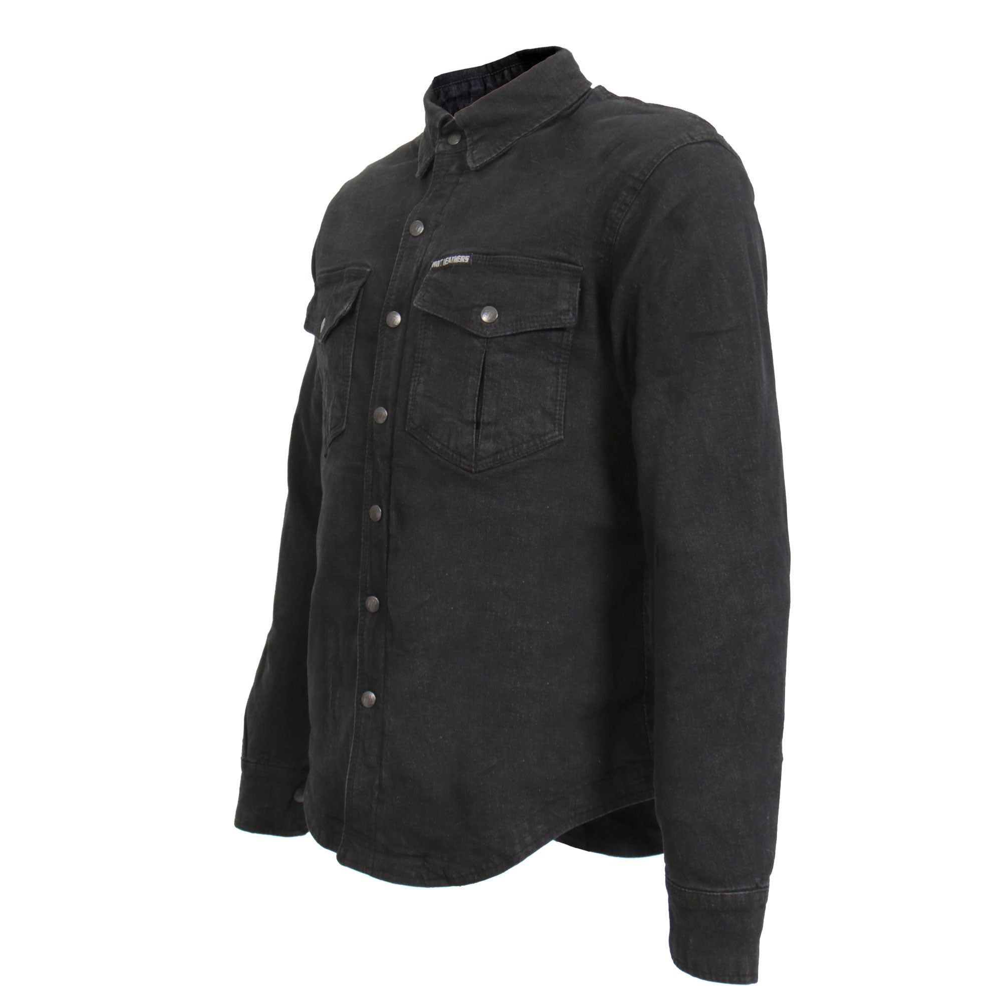 JKM3009 Men's Classic Motorcycle Black Denim Long Sleeve Biker Shirt with Armor