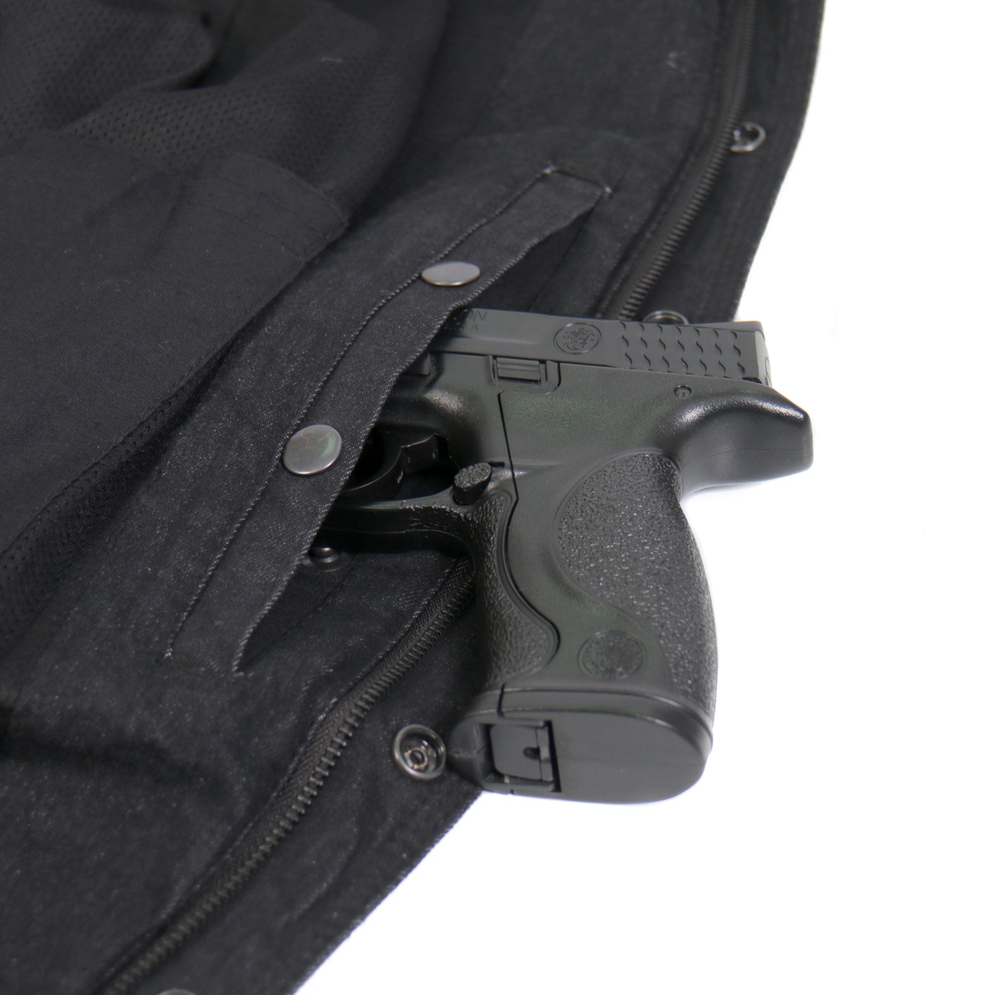 JKM3009 Men's Classic Motorcycle Black Denim Long Sleeve Biker Shirt with Armor