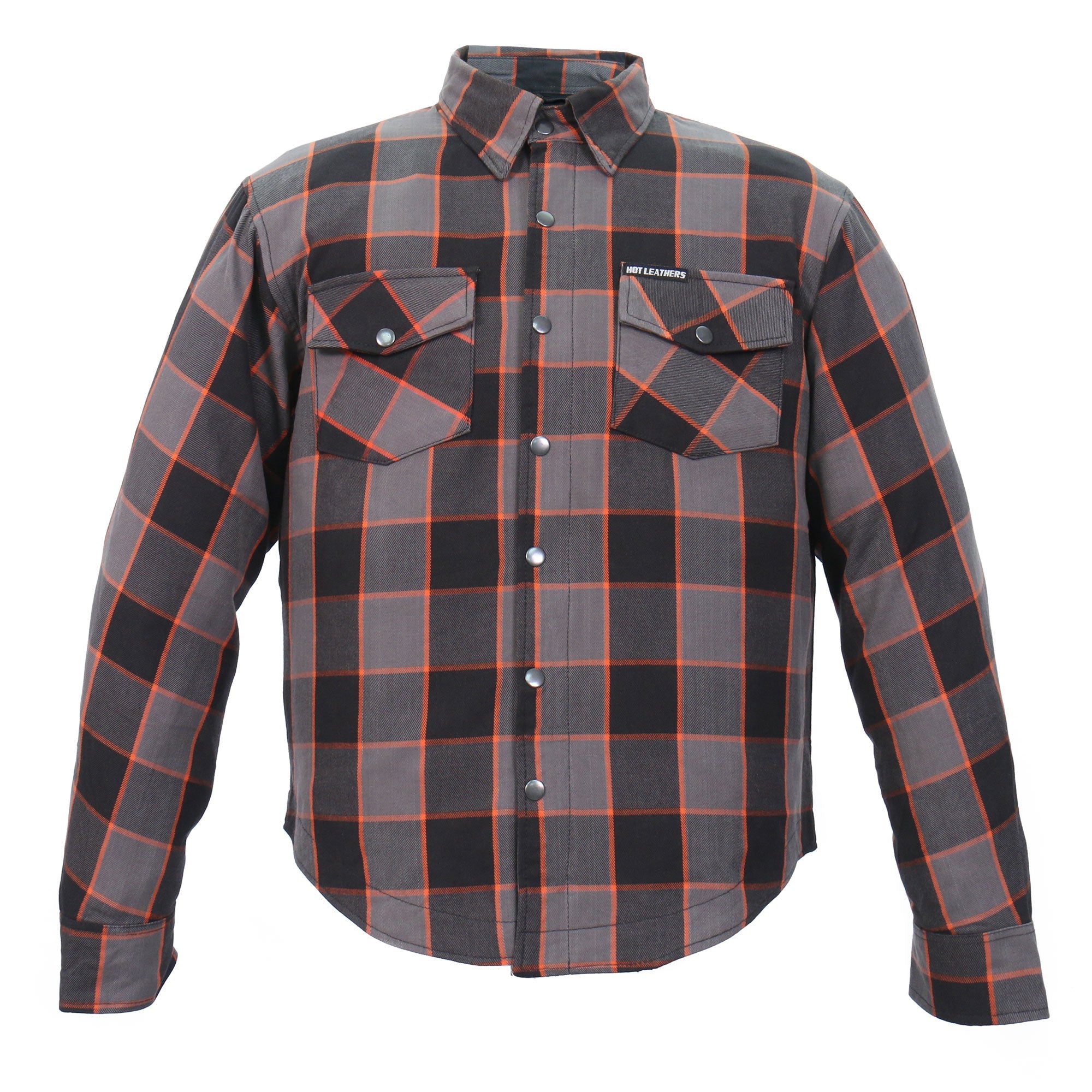 JKM3010 Men's Black and Grey with Orange Armored Flannel Shirt