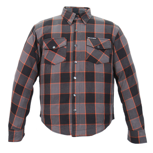 JKM3010 Men's Black and Grey with Orange Armored Flannel Shirt