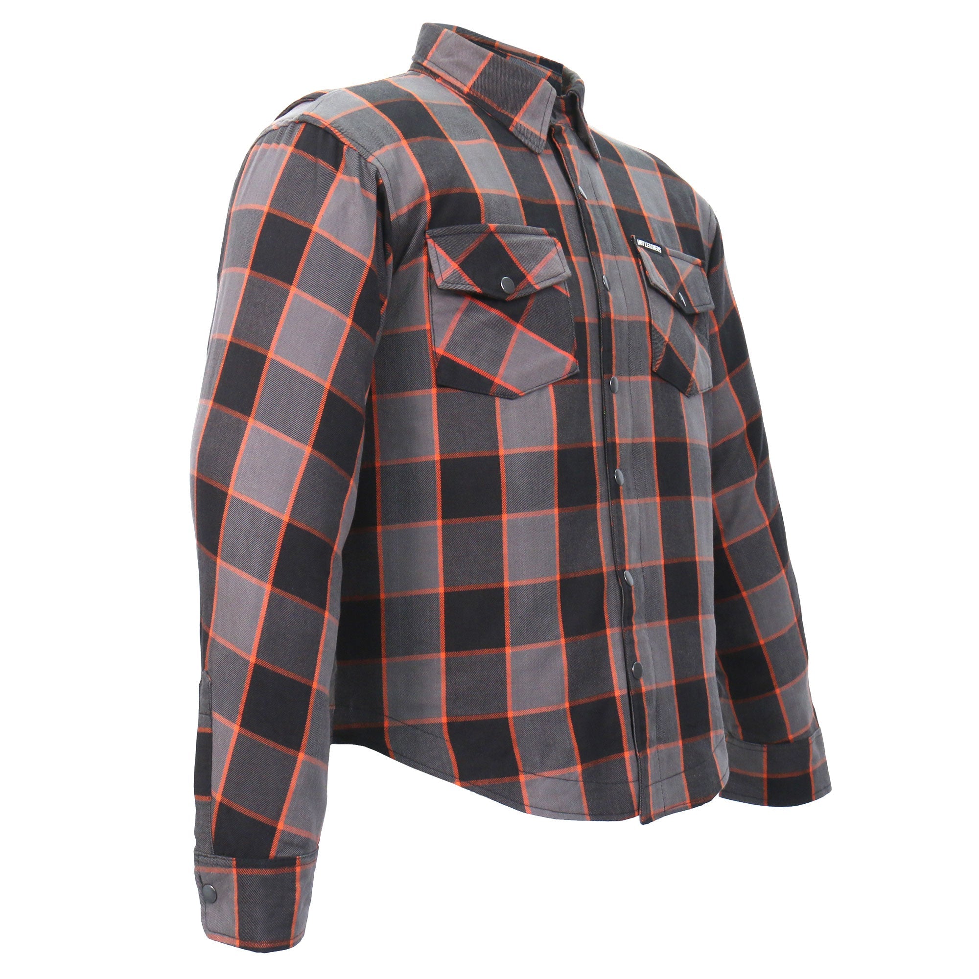 JKM3010 Men's Black and Grey with Orange Armored Flannel Shirt