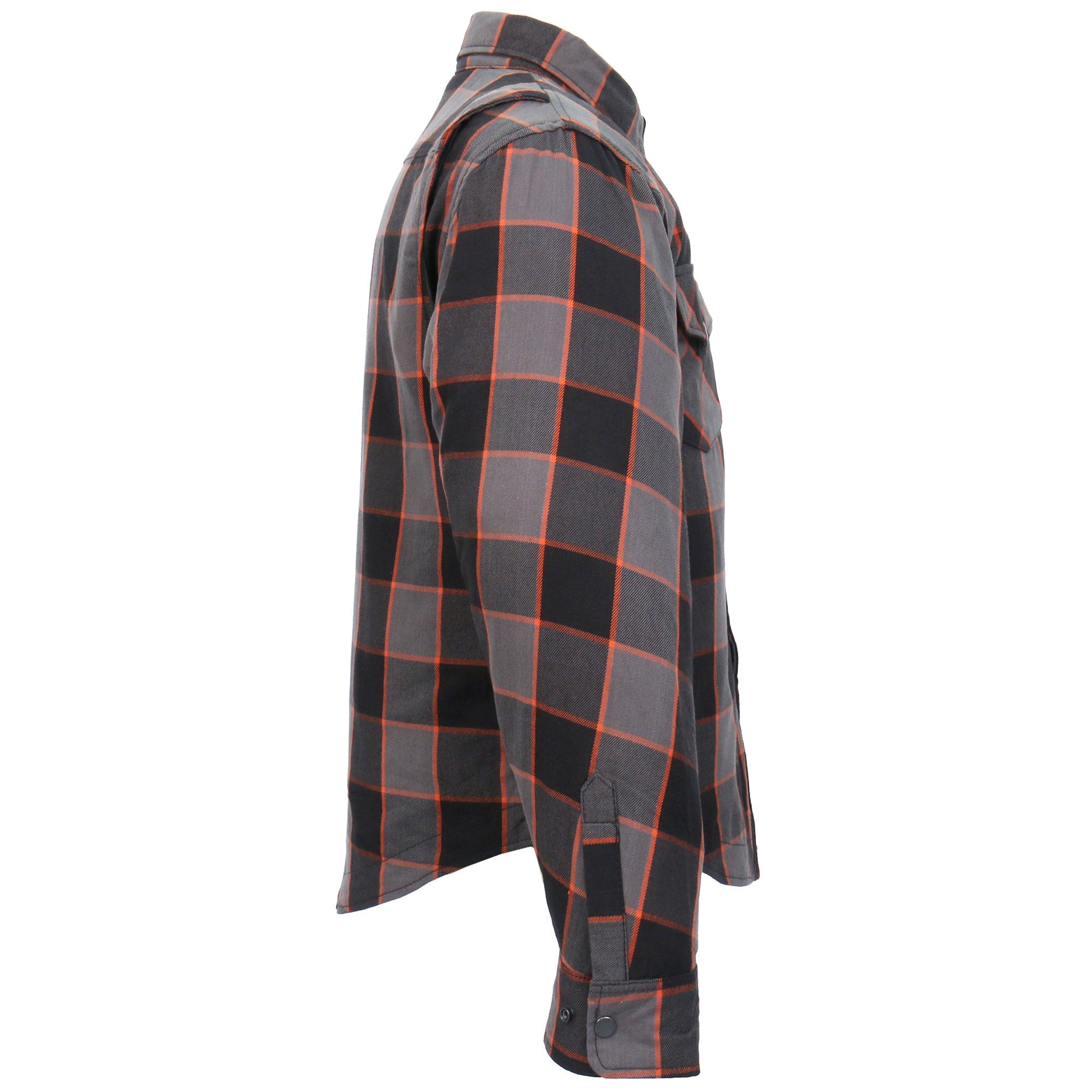 JKM3010 Men's Black and Grey with Orange Armored Flannel Shirt