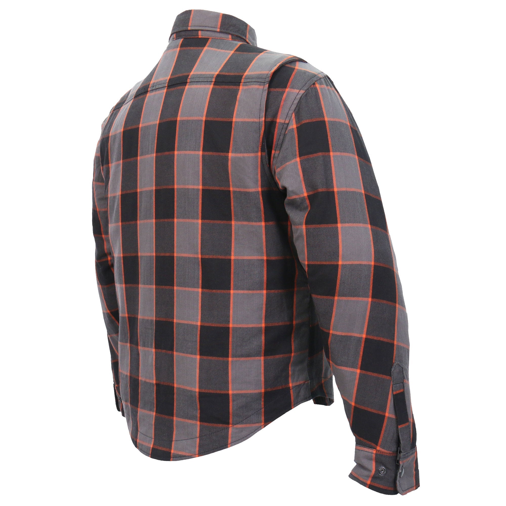 JKM3010 Men's Black and Grey with Orange Armored Flannel Shirt