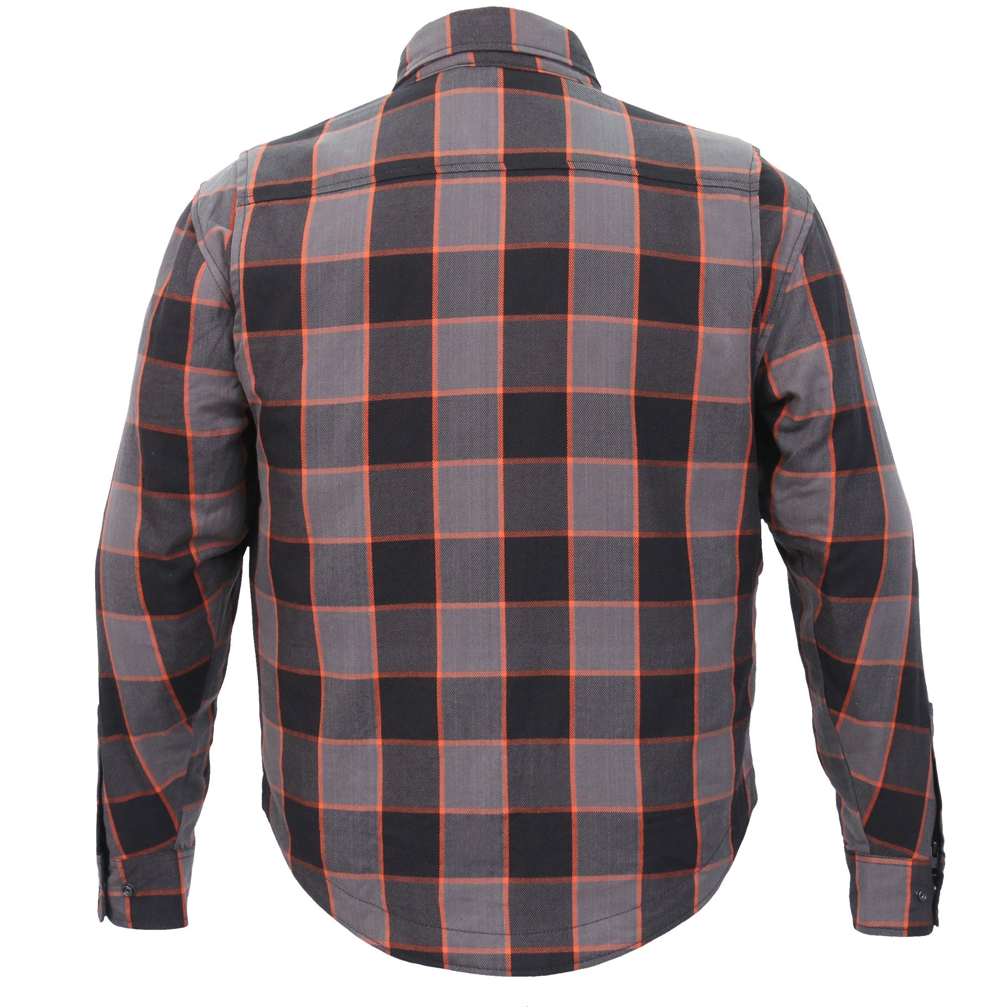 JKM3010 Men's Black and Grey with Orange Armored Flannel Shirt
