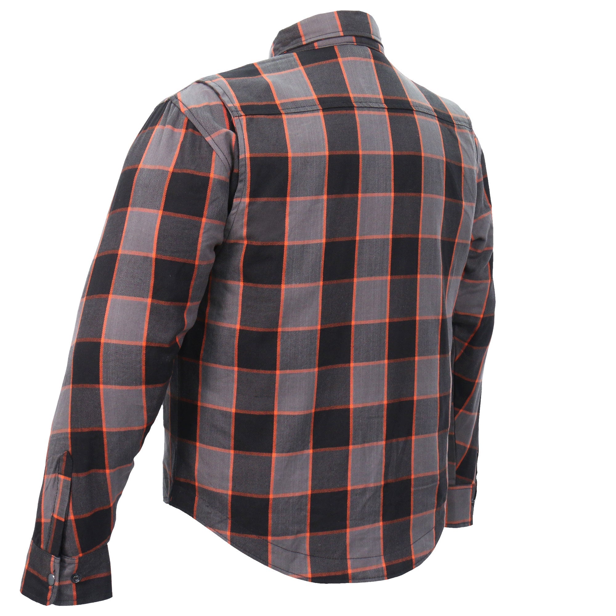 JKM3010 Men's Black and Grey with Orange Armored Flannel Shirt