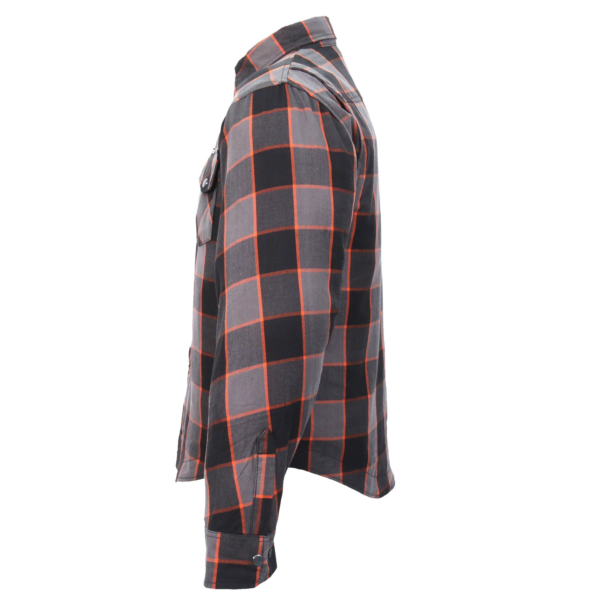 JKM3010 Men's Black and Grey with Orange Armored Flannel Shirt