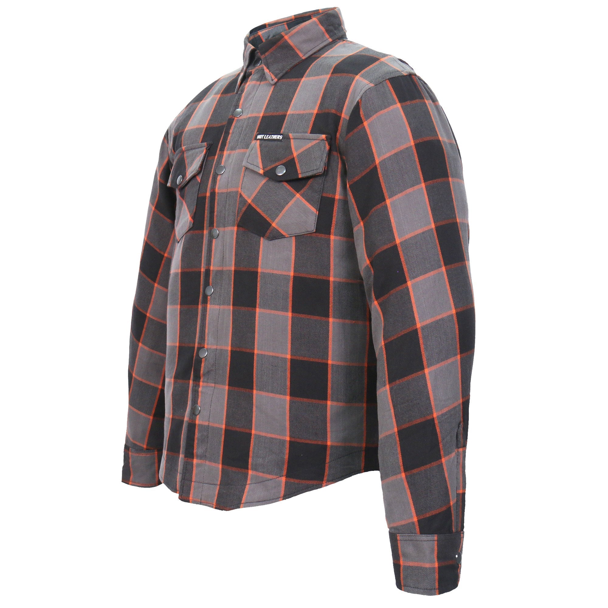 JKM3010 Men's Black and Grey with Orange Armored Flannel Shirt
