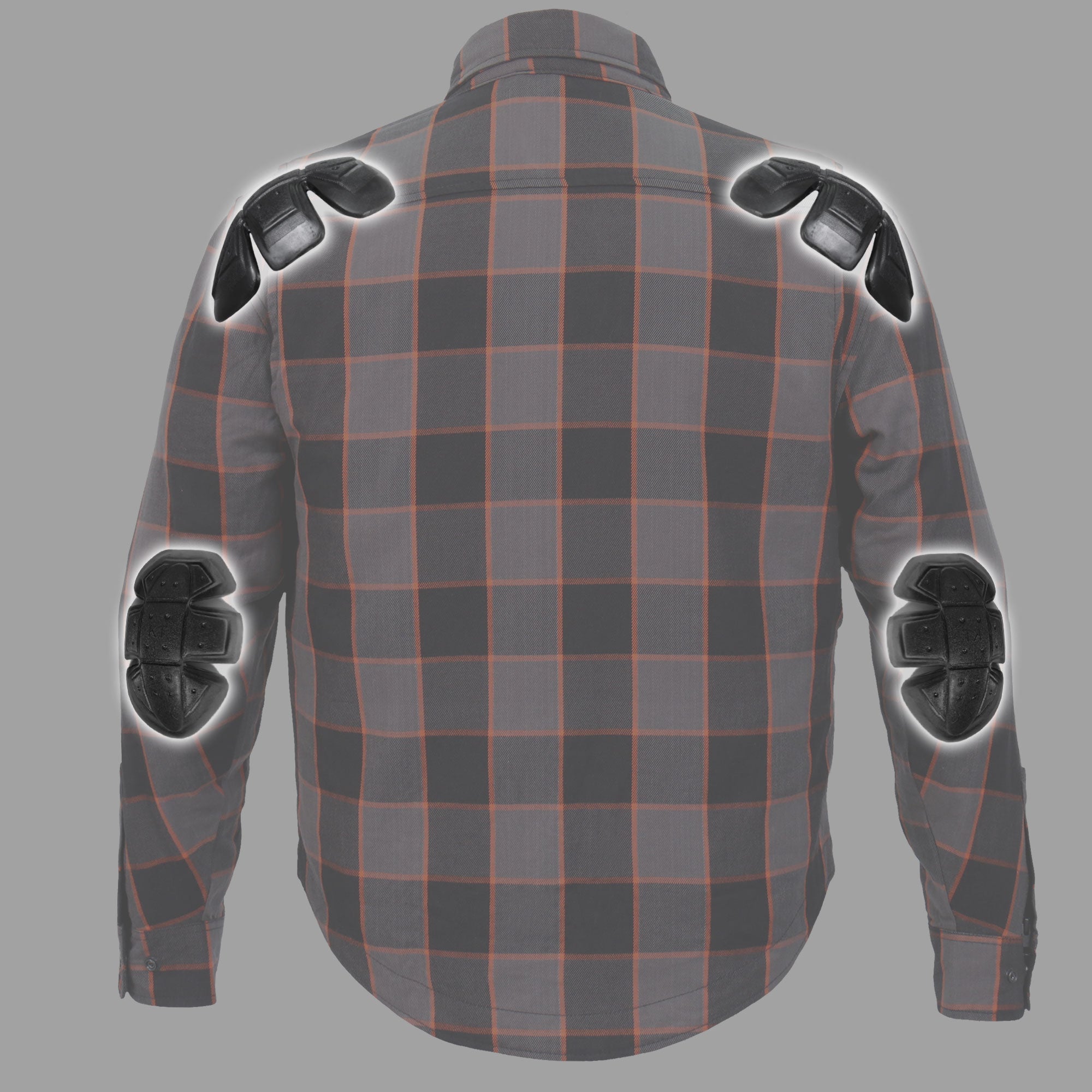 JKM3010 Men's Black and Grey with Orange Armored Flannel Shirt