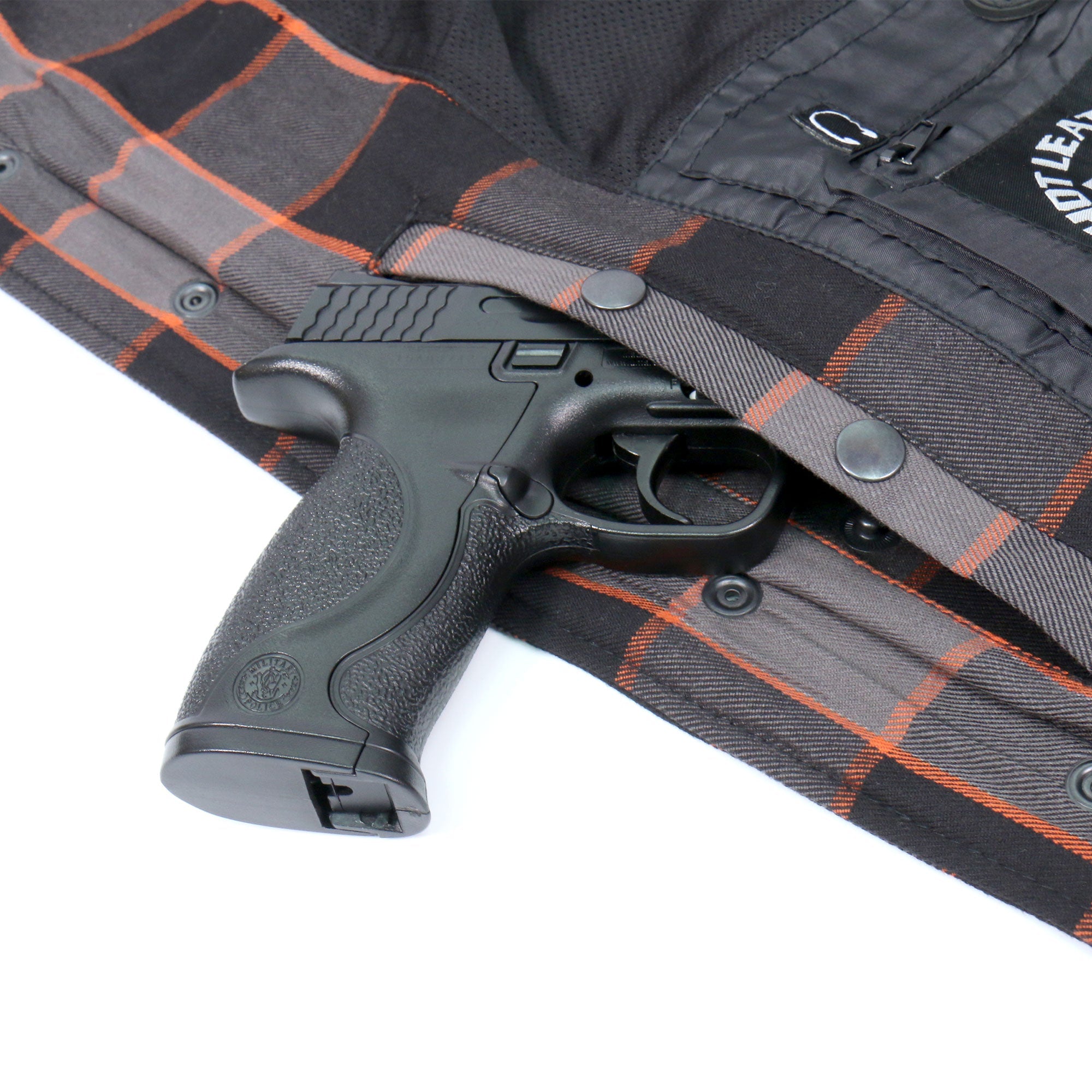 JKM3010 Men's Black and Grey with Orange Armored Flannel Shirt