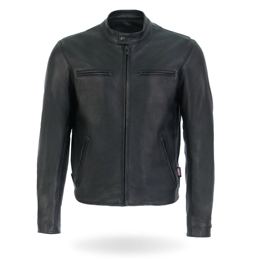 JKM5001 Men's USA Made Premium Leather Motorcycle Biker Racer Jacket