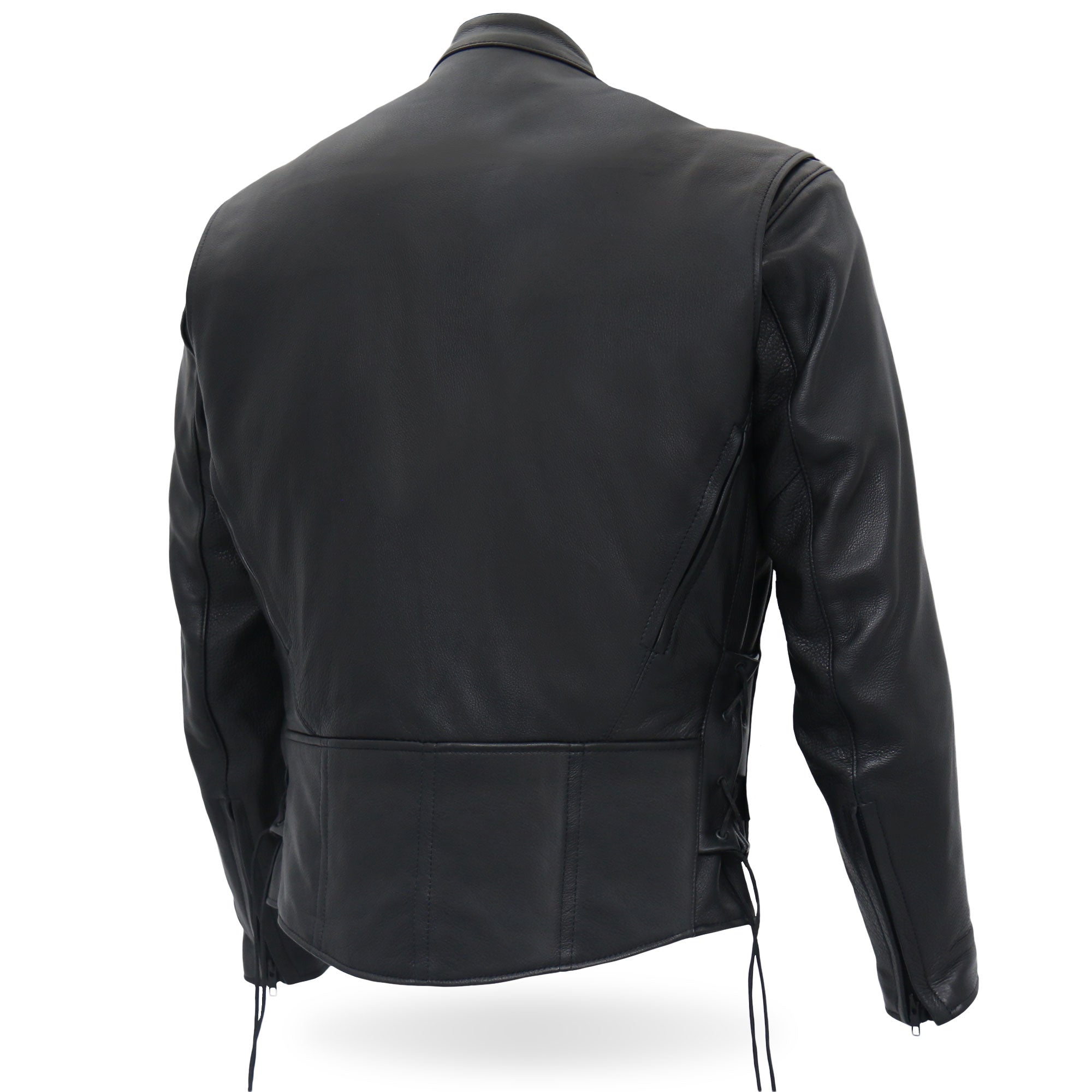 JKM5002 Men's USA Made Vented Premium Leather Motorcycle Biker Jacket with Side Lace