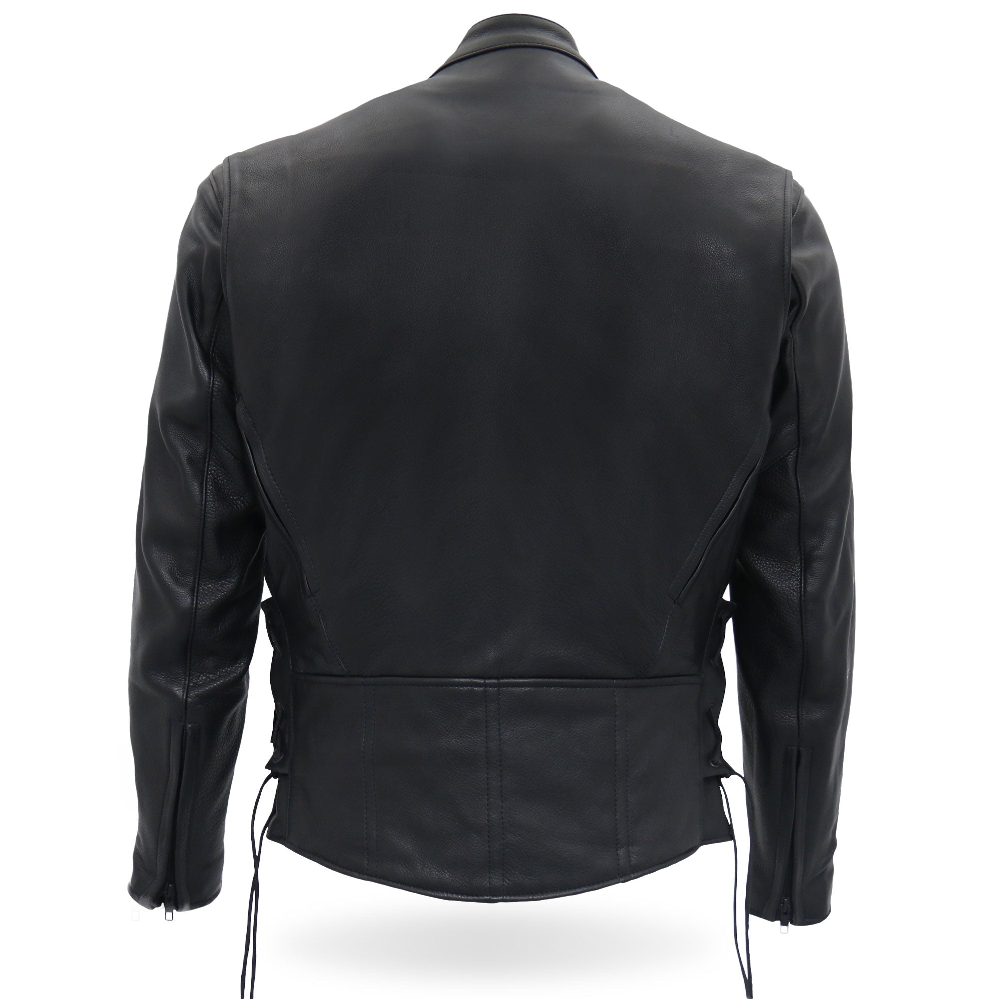 JKM5002 Men's USA Made Vented Premium Leather Motorcycle Biker Jacket with Side Lace