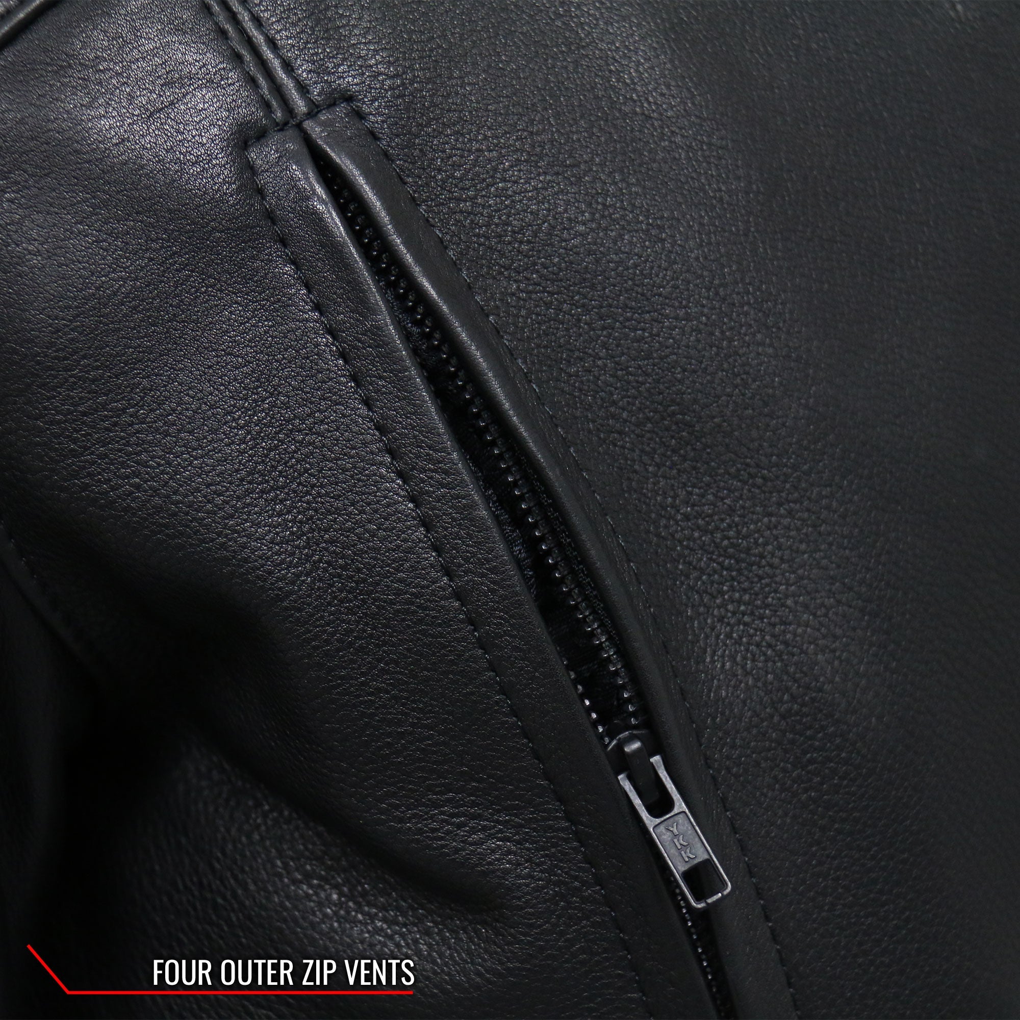 JKM5002 Men's USA Made Vented Premium Leather Motorcycle Biker Jacket with Side Lace