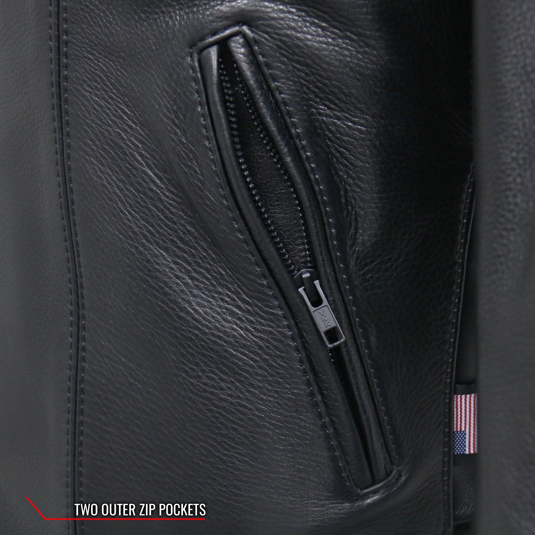 JKM5002 Men's USA Made Vented Premium Leather Motorcycle Biker Jacket with Side Lace