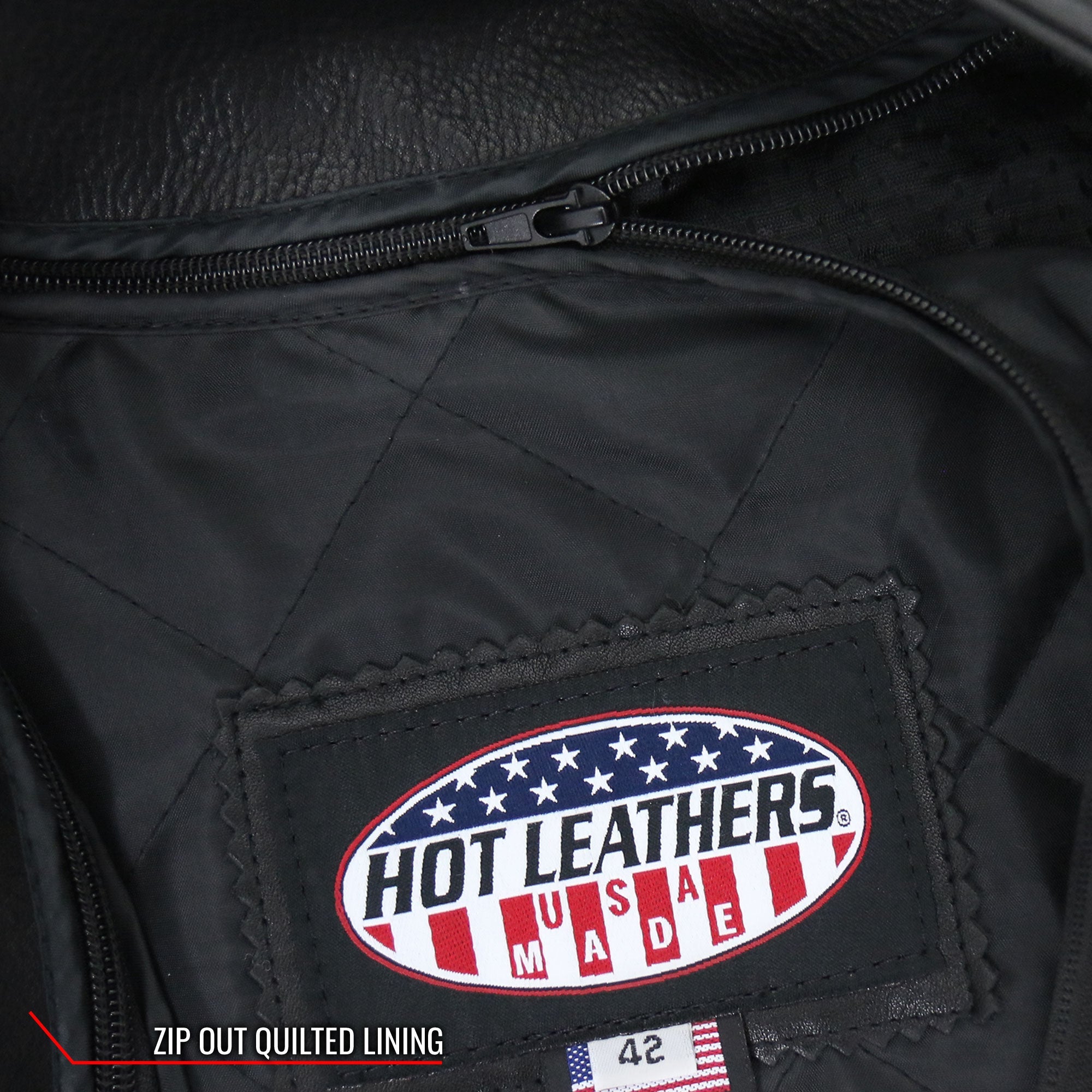 JKM5002 Men's USA Made Vented Premium Leather Motorcycle Biker Jacket with Side Lace