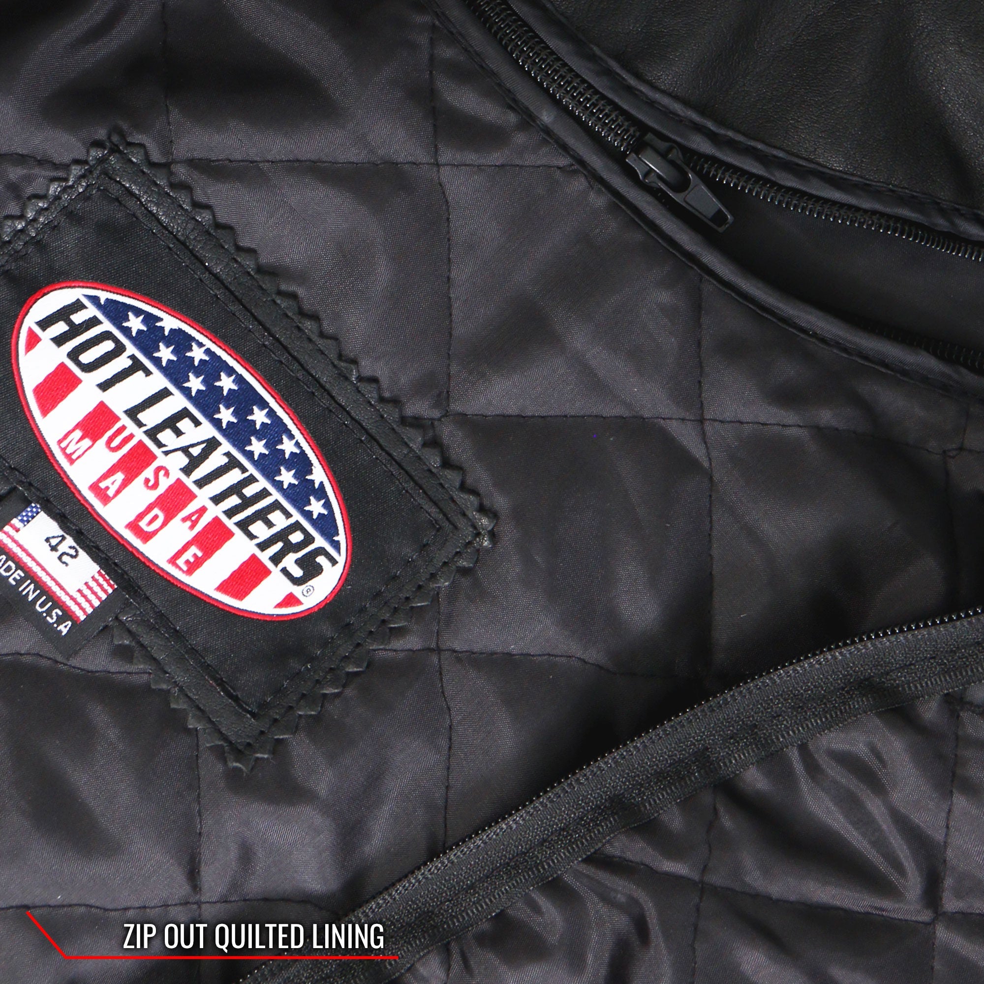 JKM5003 Men’s USA Made Premium Black Leather Motorcycle Biker Jacket with Reflective Piping