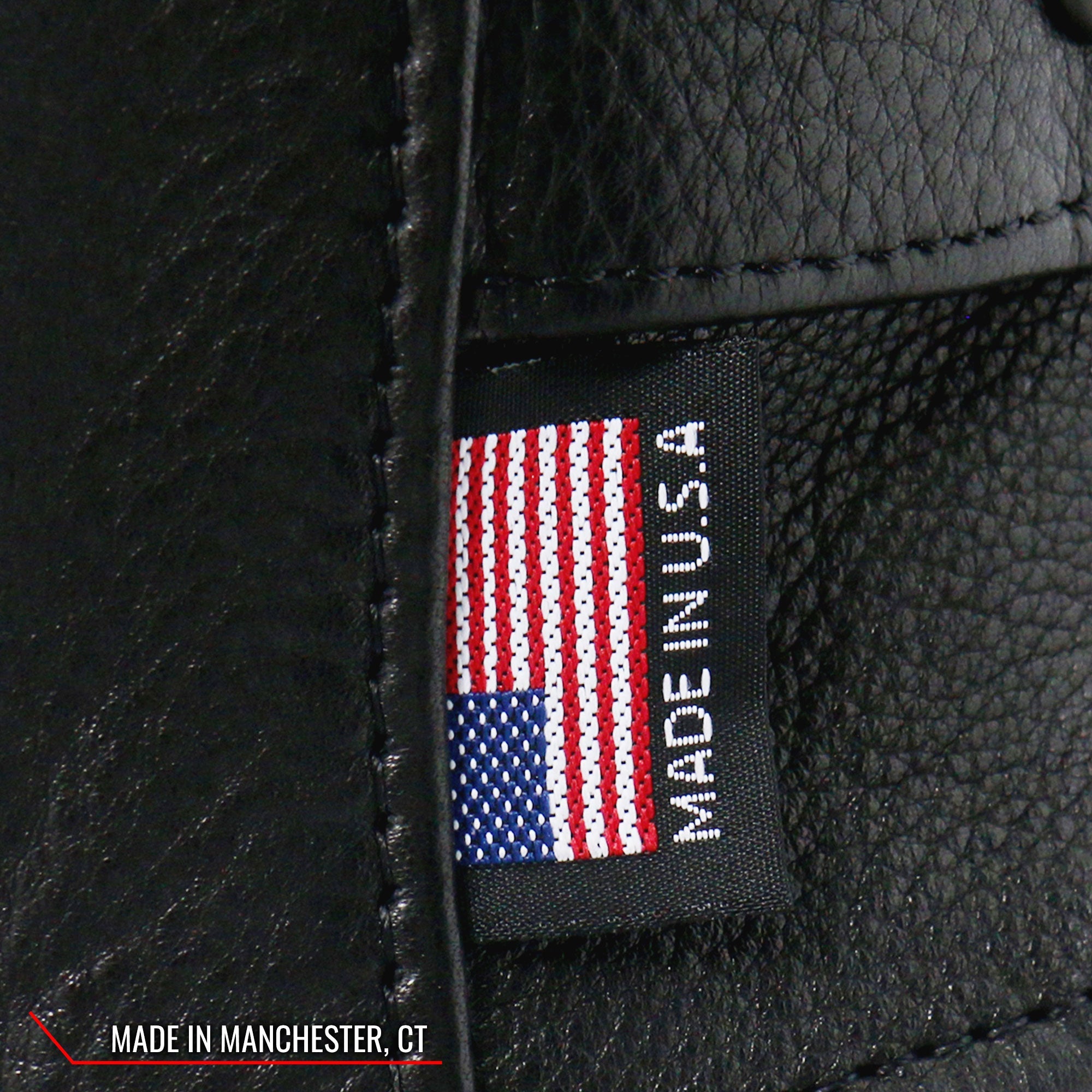 JKM5003 Men’s USA Made Premium Black Leather Motorcycle Biker Jacket with Reflective Piping