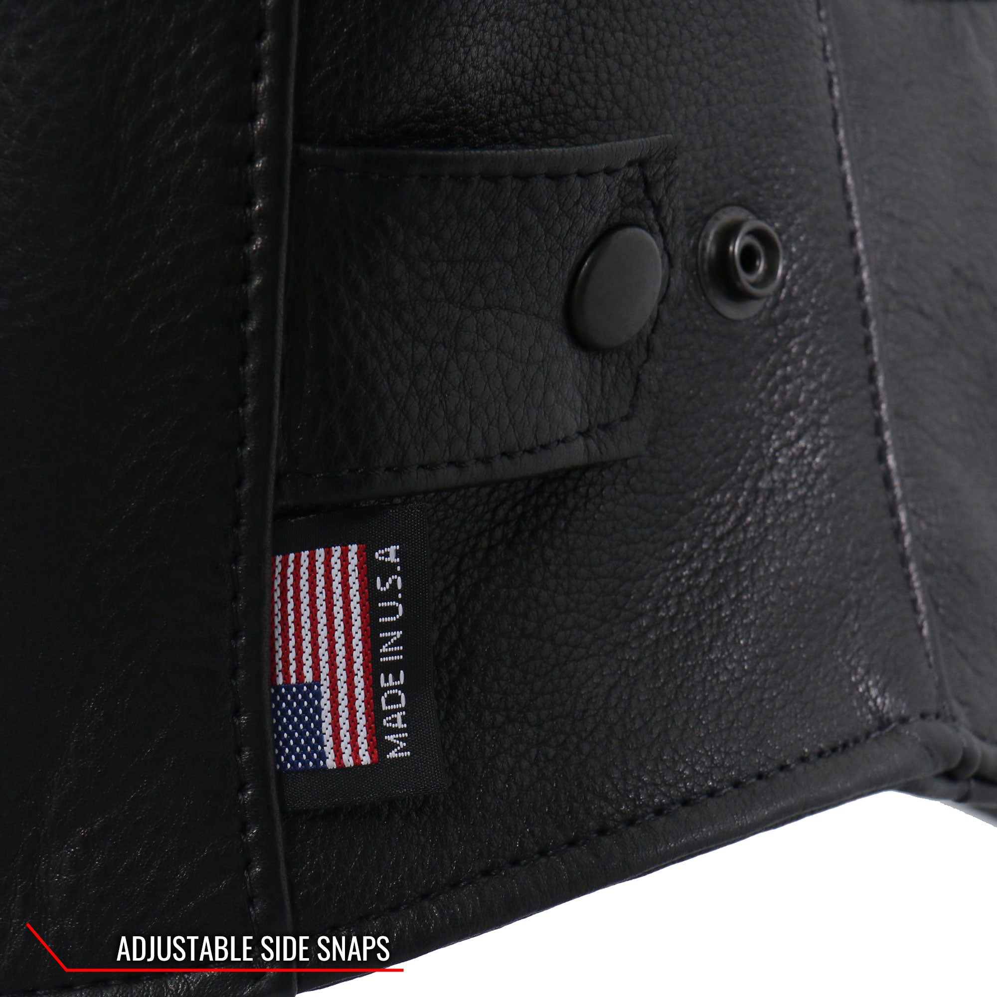 JKM5003 Men’s USA Made Premium Black Leather Motorcycle Biker Jacket with Reflective Piping