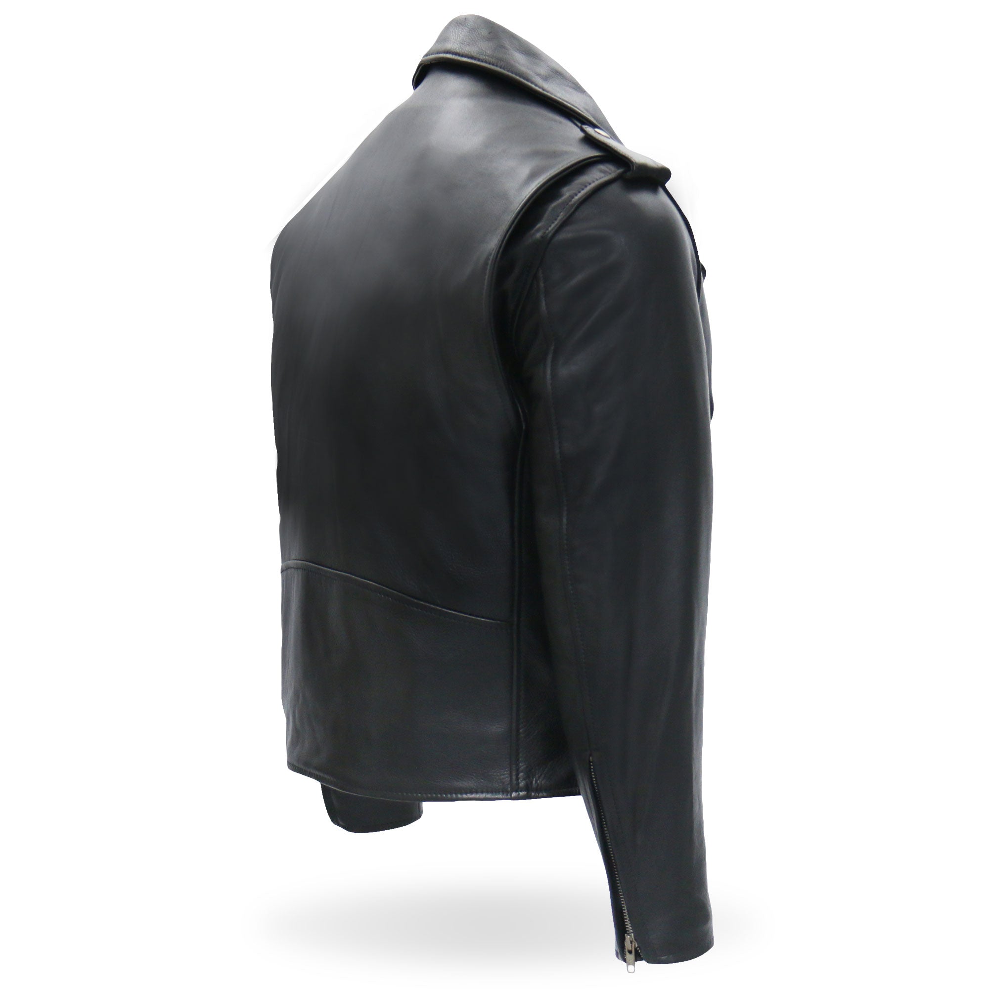 JKM5009 Men's USA Made Black Premium Leather Classic Motorcycle Biker Jacket