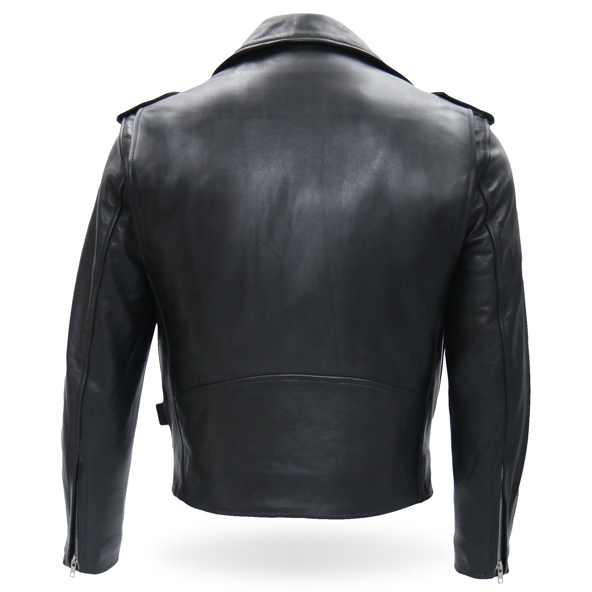 JKM5009 Men's USA Made Black Premium Leather Classic Motorcycle Biker Jacket