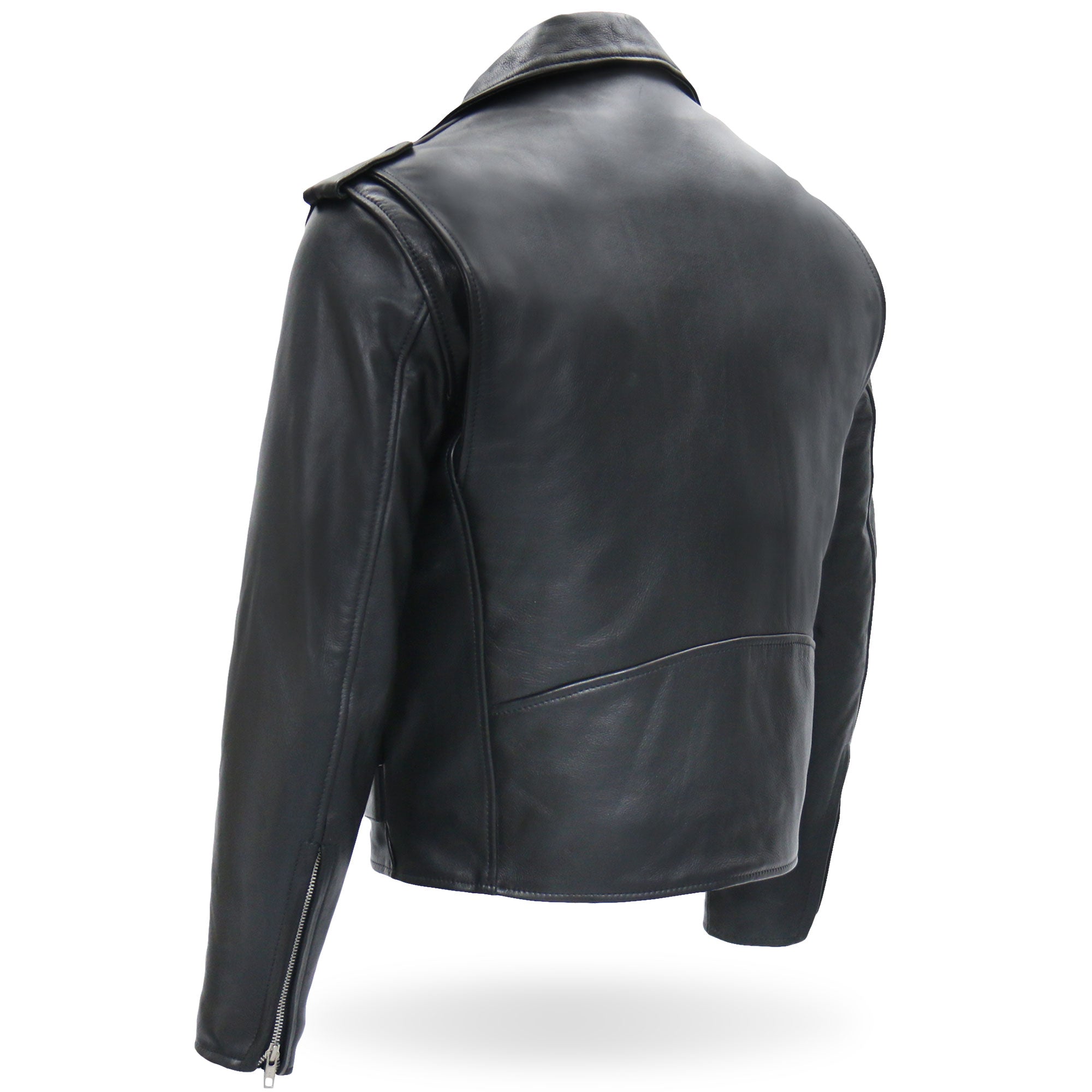 JKM5009 Men's USA Made Black Premium Leather Classic Motorcycle Biker Jacket