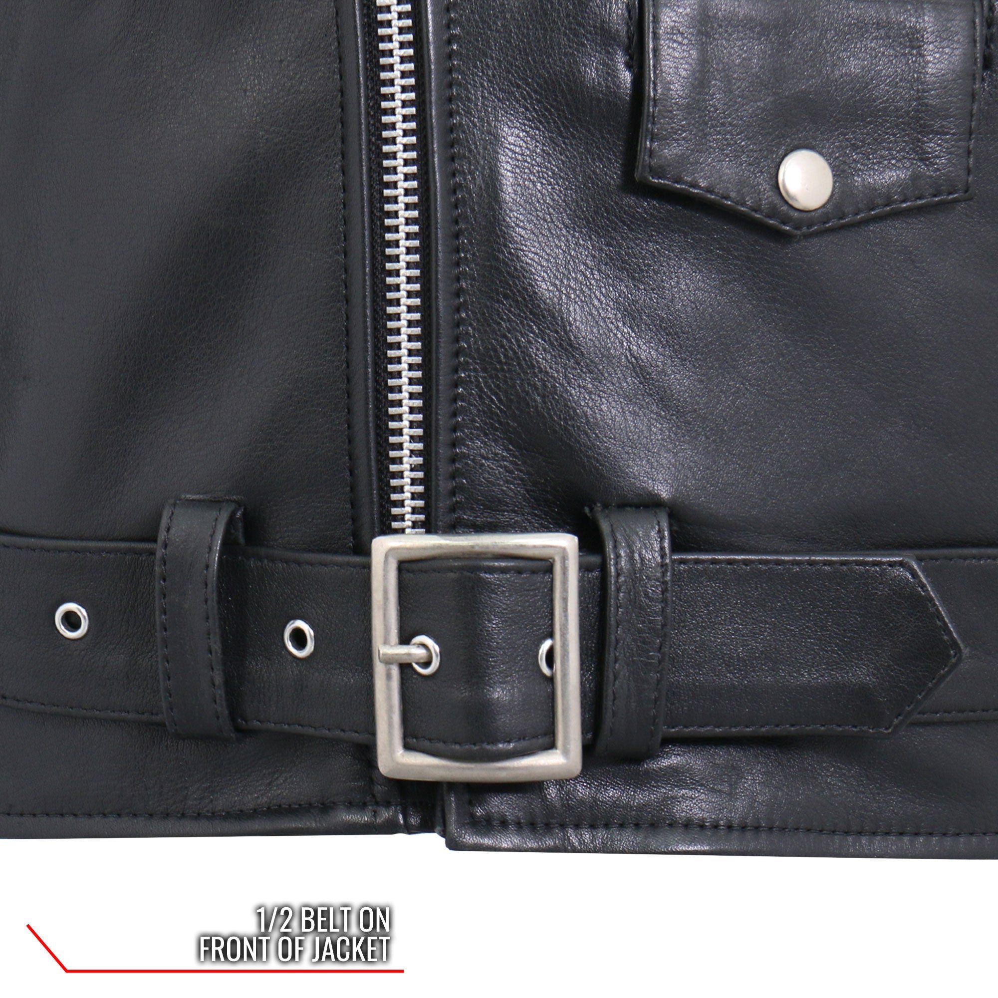 JKM5009 Men's USA Made Black Premium Leather Classic Motorcycle Biker Jacket