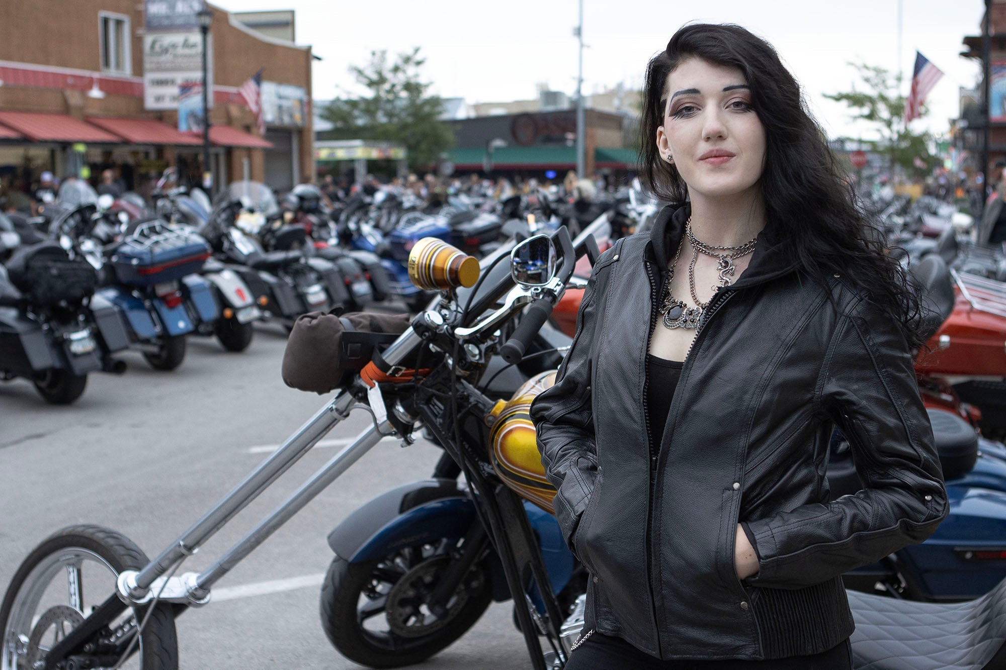 MLL2555 Women's Black 3/4 Hooded Leather Jacket with Side Stretch