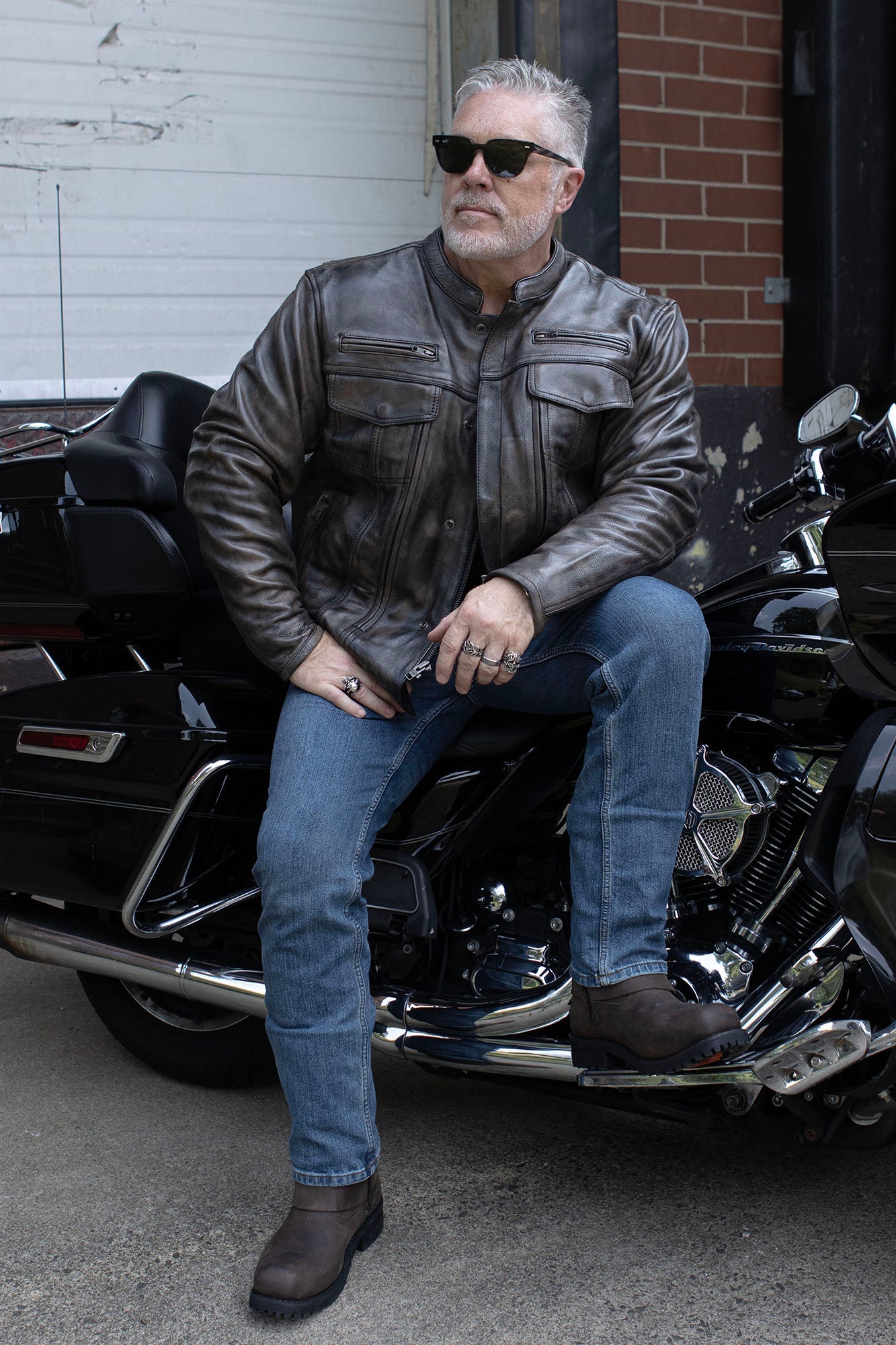 MLM1508 Men's Distressed Brown Premium Leather Motorcycle Rider Jacket