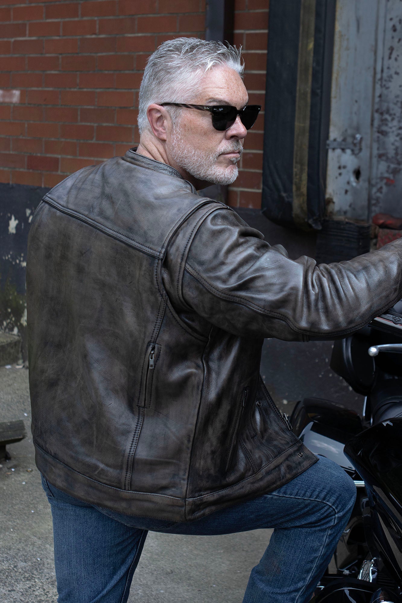 MLM1508 Men's Distressed Brown Premium Leather Motorcycle Rider Jacket