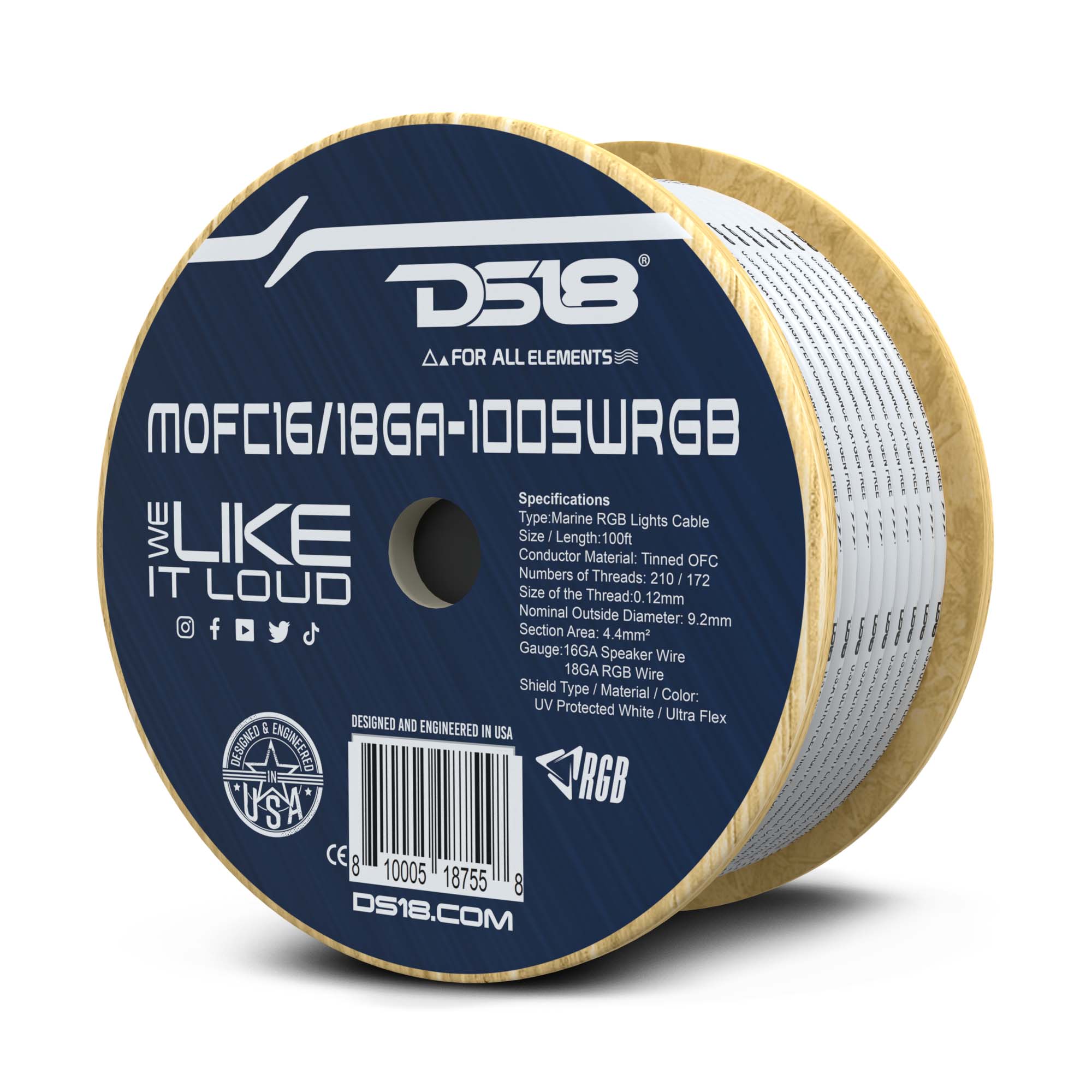 18-GA LED RGB and 16-GA Speaker Wires Marine Grade Tinned 100% Copper OFC -100 Feet
