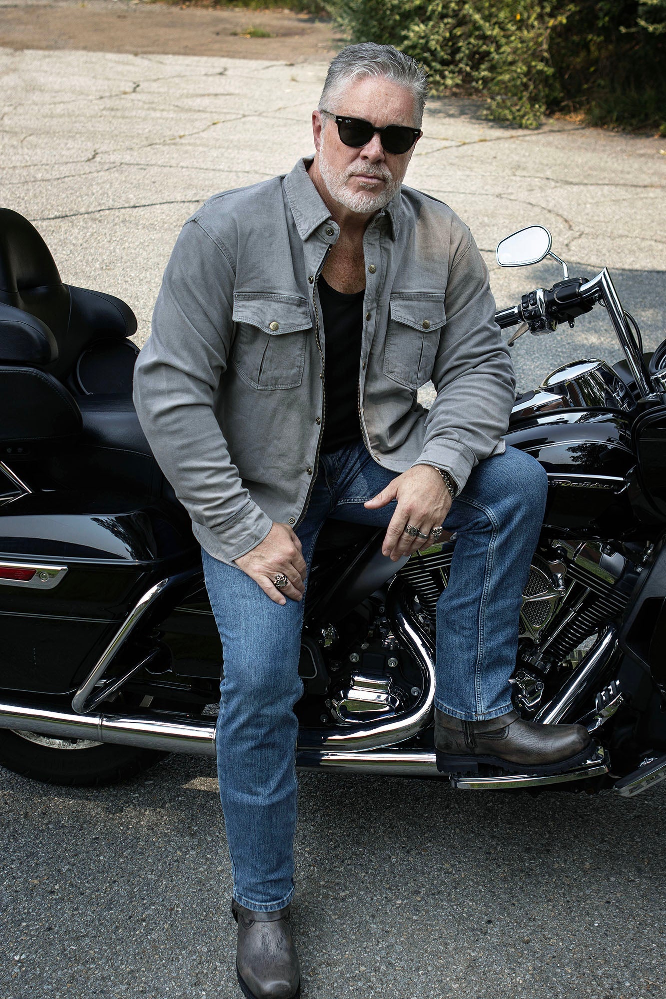 MPM1621 Men's Grey CE Armored Long Sleeve Motorcycle Riders Shirt w/ Reinforced w/ Aramid Fibers