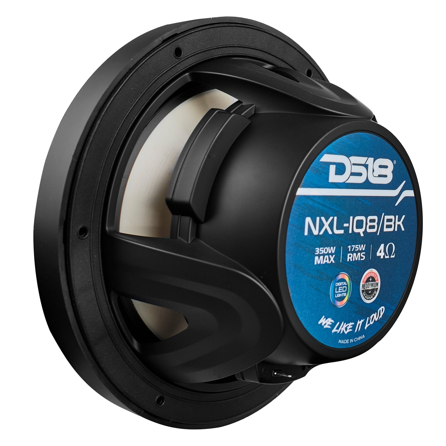 NXL 8" 2-Way Coaxial Marine Speaker with Bullet Tweeter and Digital Led Lights | 175W RMS 4-Ohm