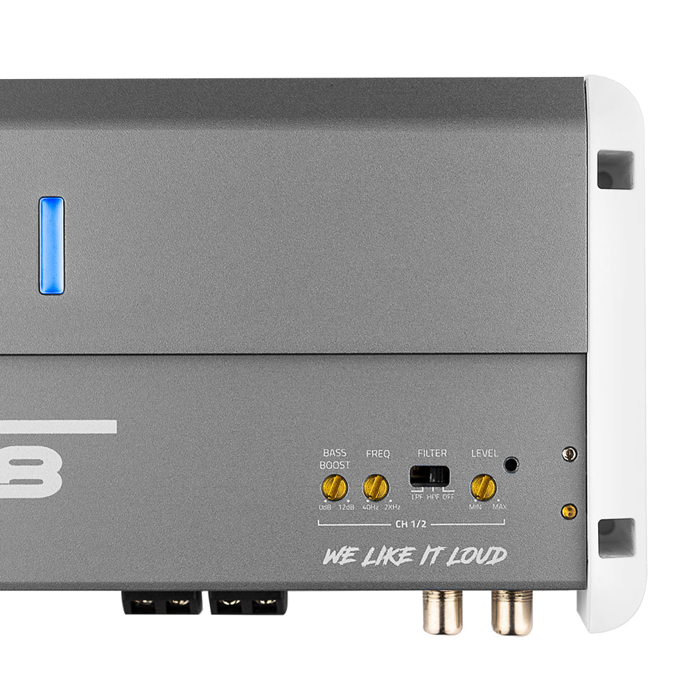 NXL 2-Channel Full-Range Class D IPX5 Marine Amplifier | 2 x 250W RMS @ 4-Ohm