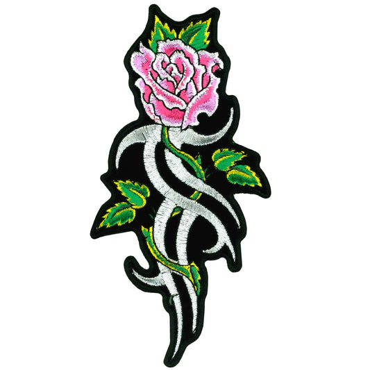 PCA5062 Metallic Tribal Rose Embroidered Iron On Patch