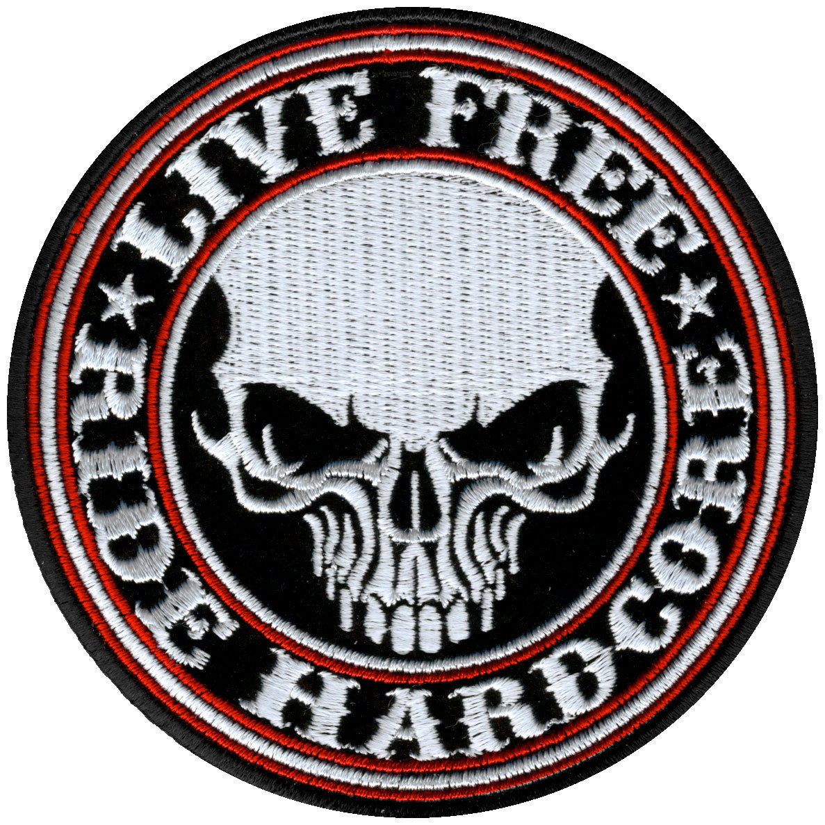 PPA5370 Live Free Ride Hardcore Skull Patch 4" x 4"