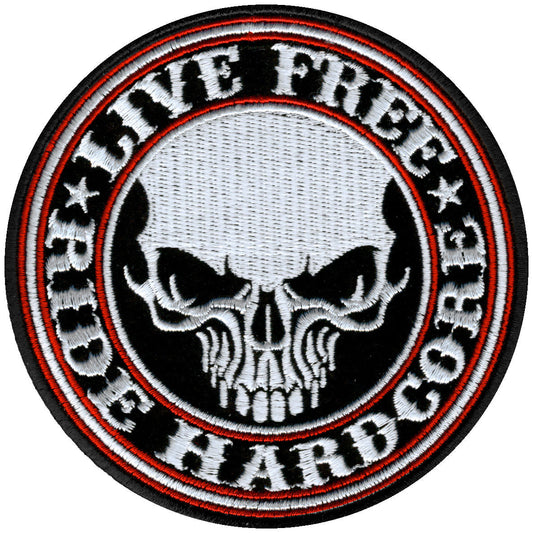 PPA5370 Live Free Ride Hardcore Skull Patch 4" x 4"