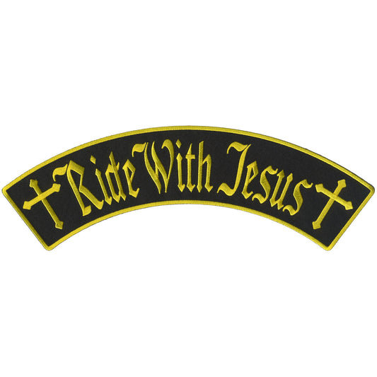 Ride With Jesus 12" X 3" Top Rocker Patch