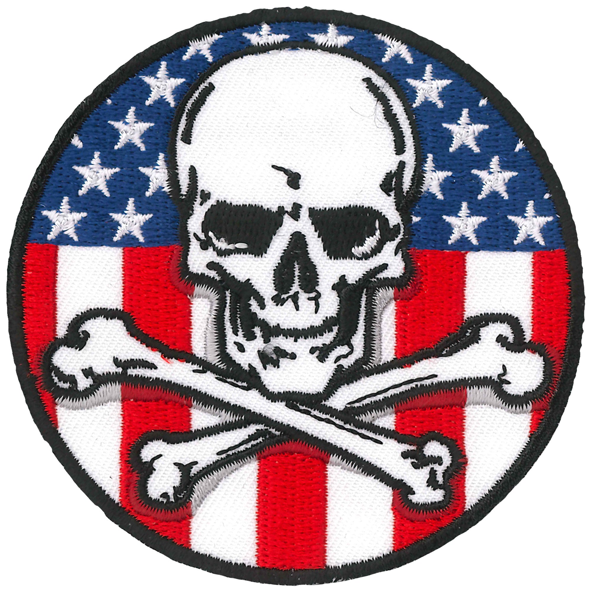 PPQ1090 Flag Skull Circle 3" Patch