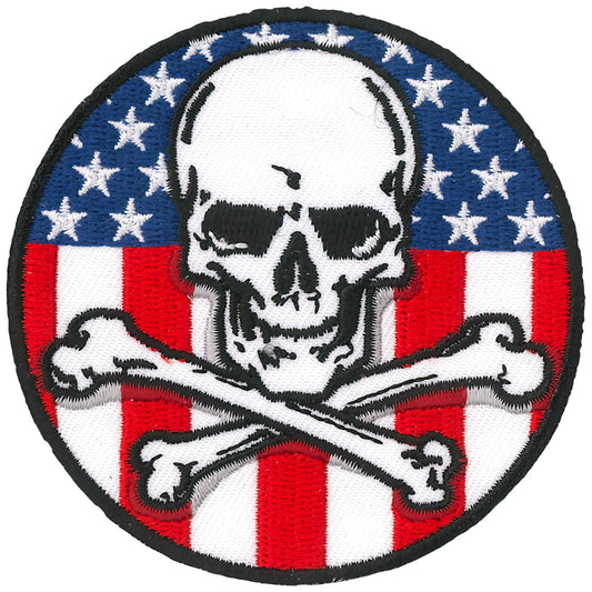 PPQ1090 Flag Skull Circle 3" Patch