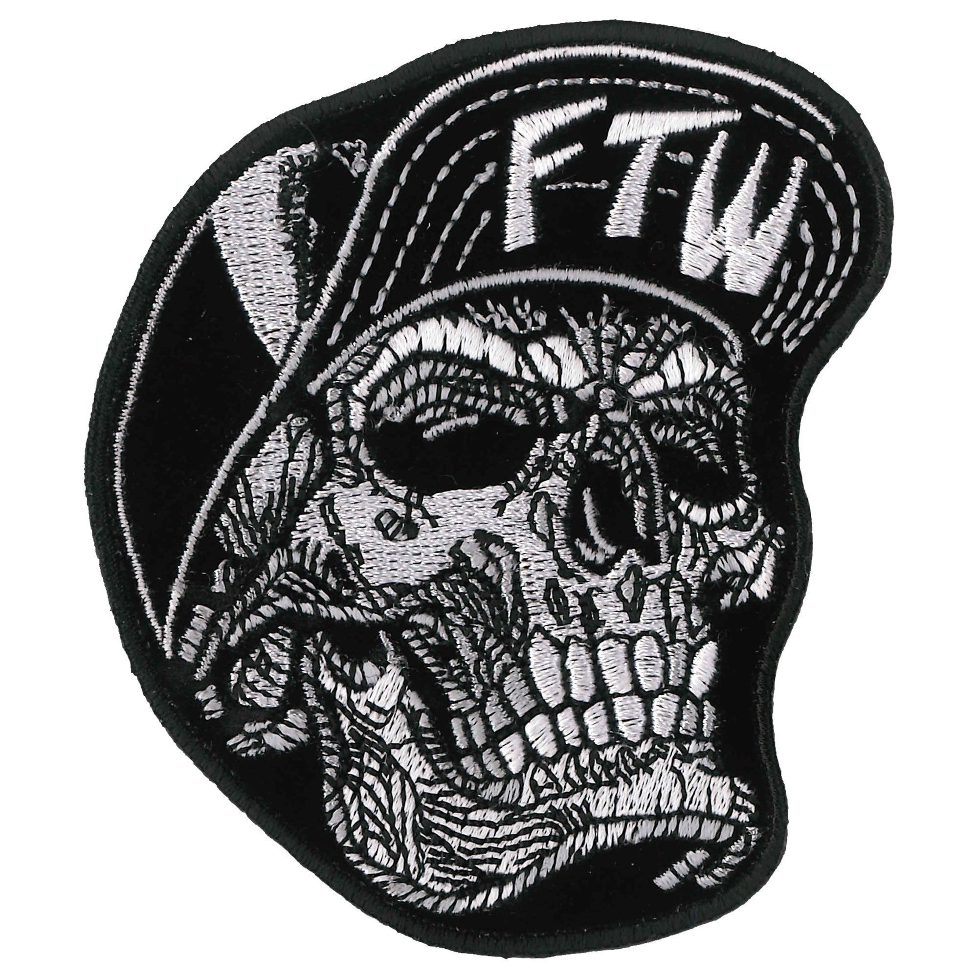 PPQ1143 Snapback Skull  3.5"x 3" Patch