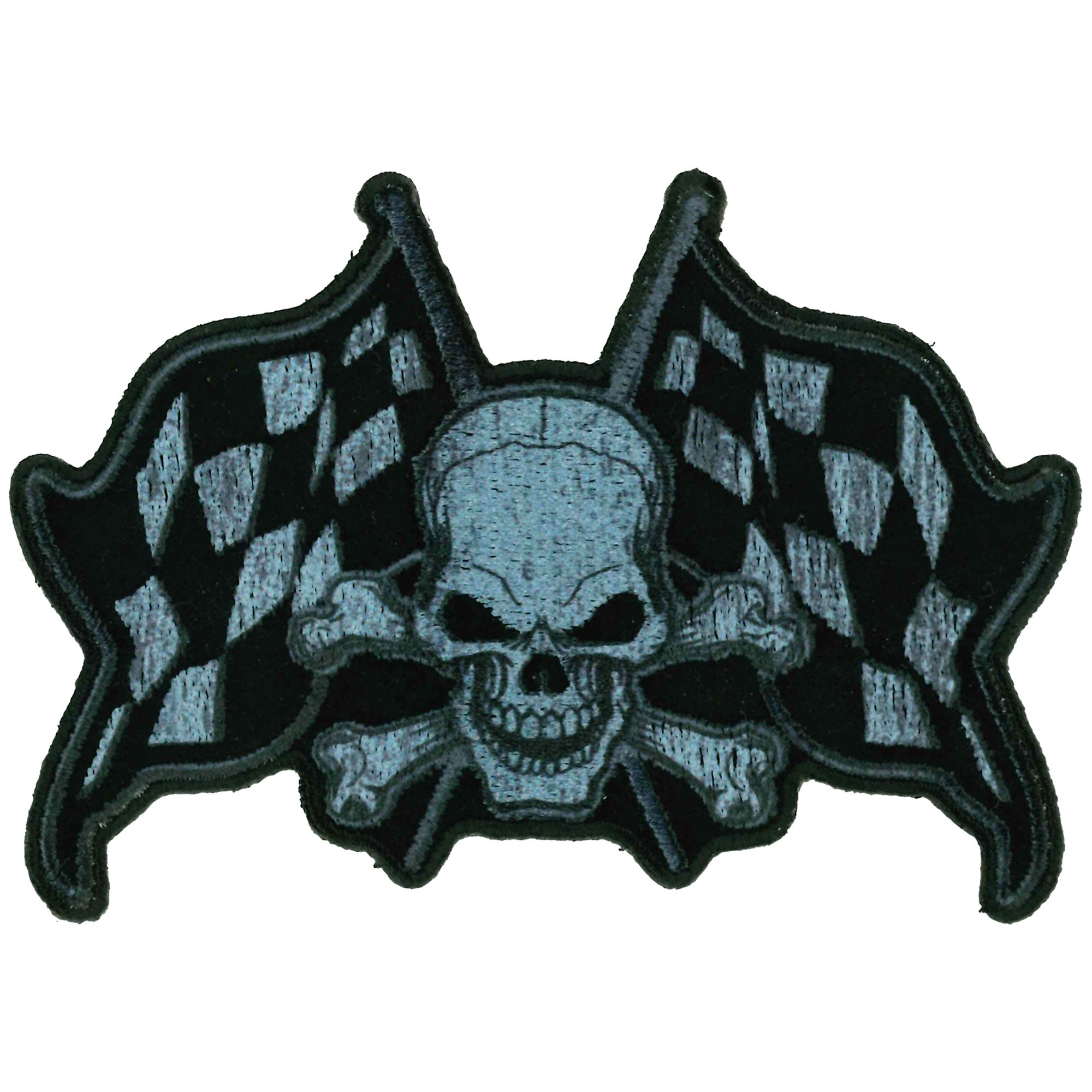Skull And Checkered Flags 4" Patch