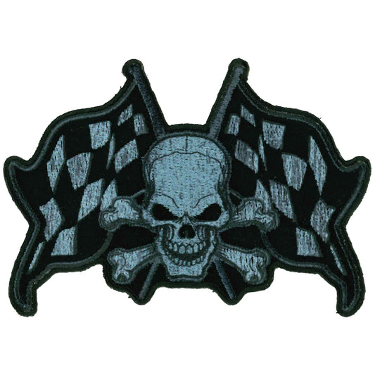 Skull And Checkered Flags 4" Patch