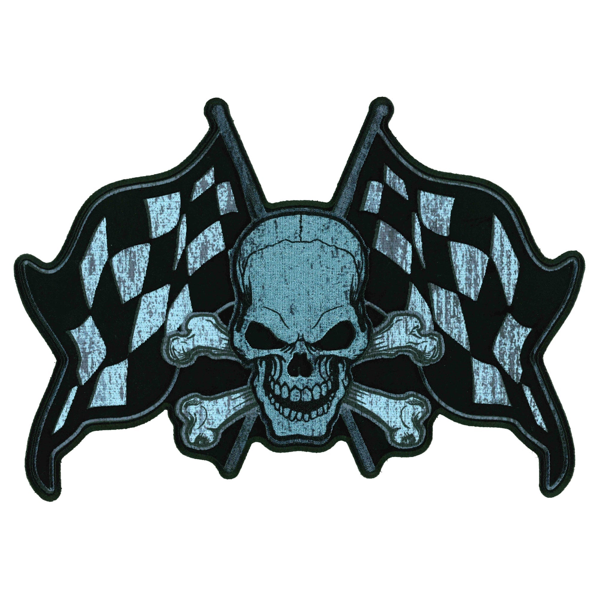 Skull and Checkered Flags 11" Patch