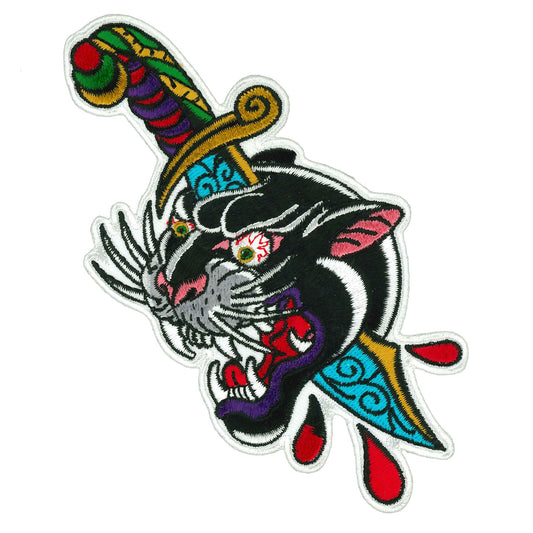 8" Panther Knife Tattoo Patch