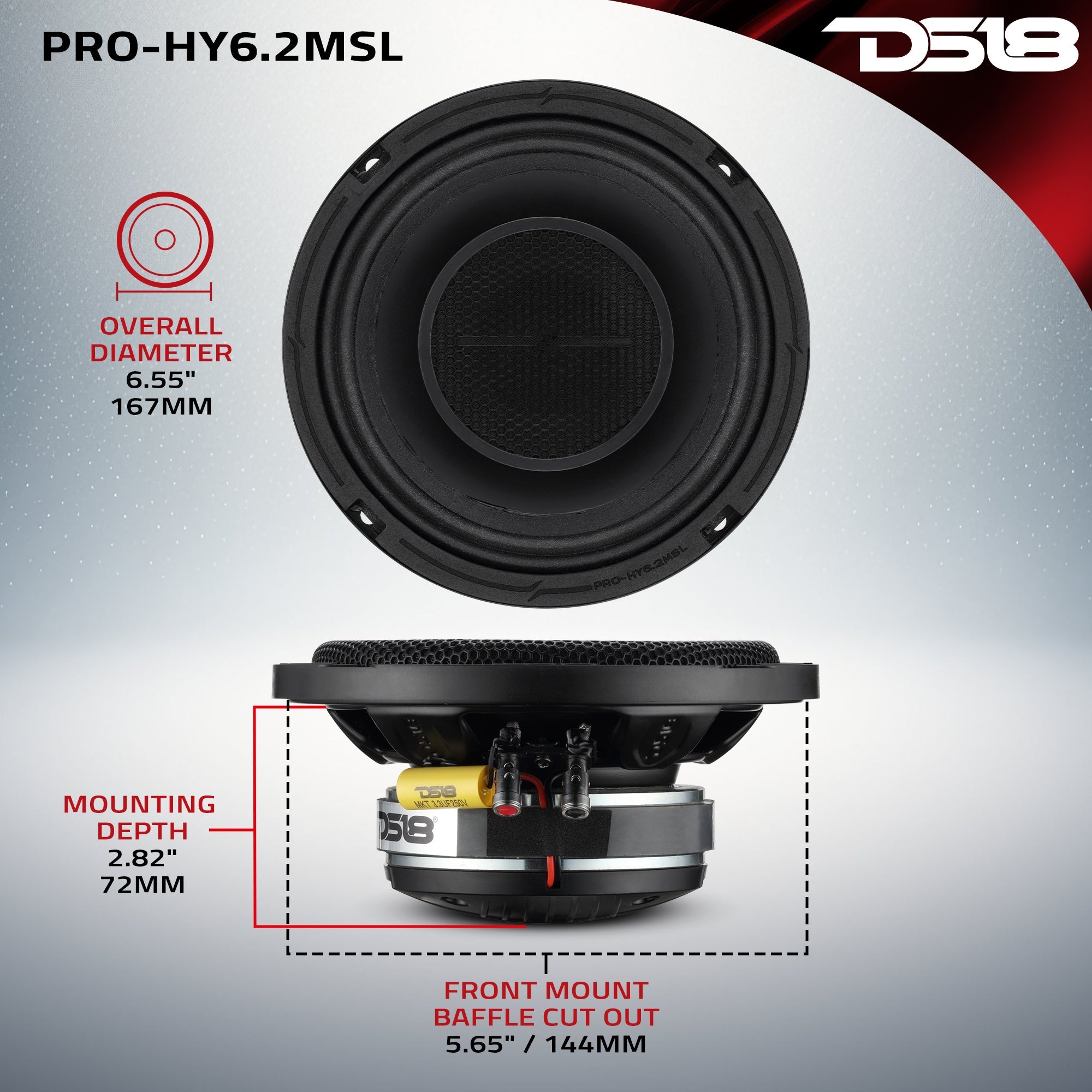 PRO 6.5" Hybrid Slim Loudspeaker with a 1" Compression Driver Horn | 150W RMS 2-Ohm